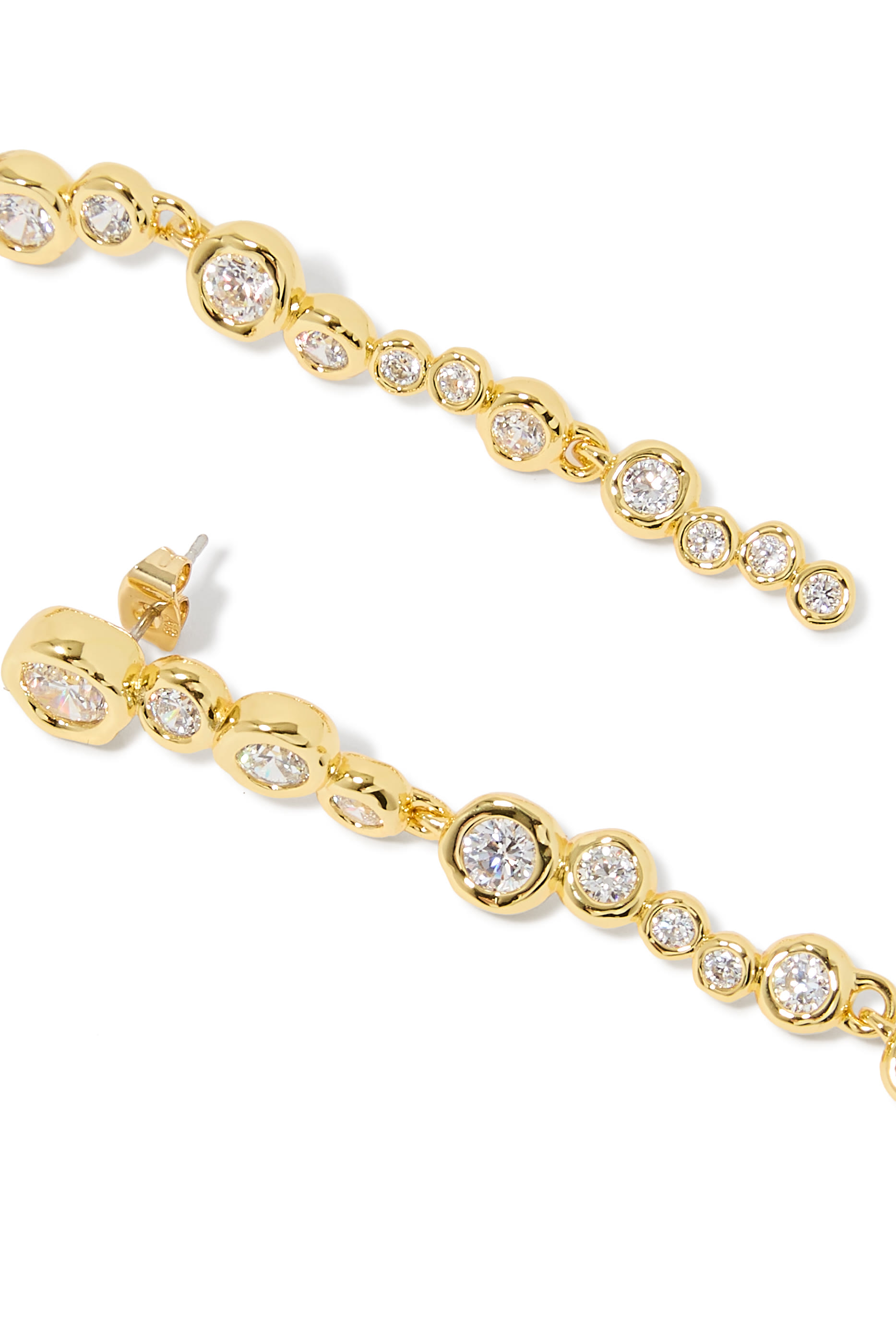 Asterales Cascading Earrings, 14k Gold Plated Brass & Cubic Zirconia