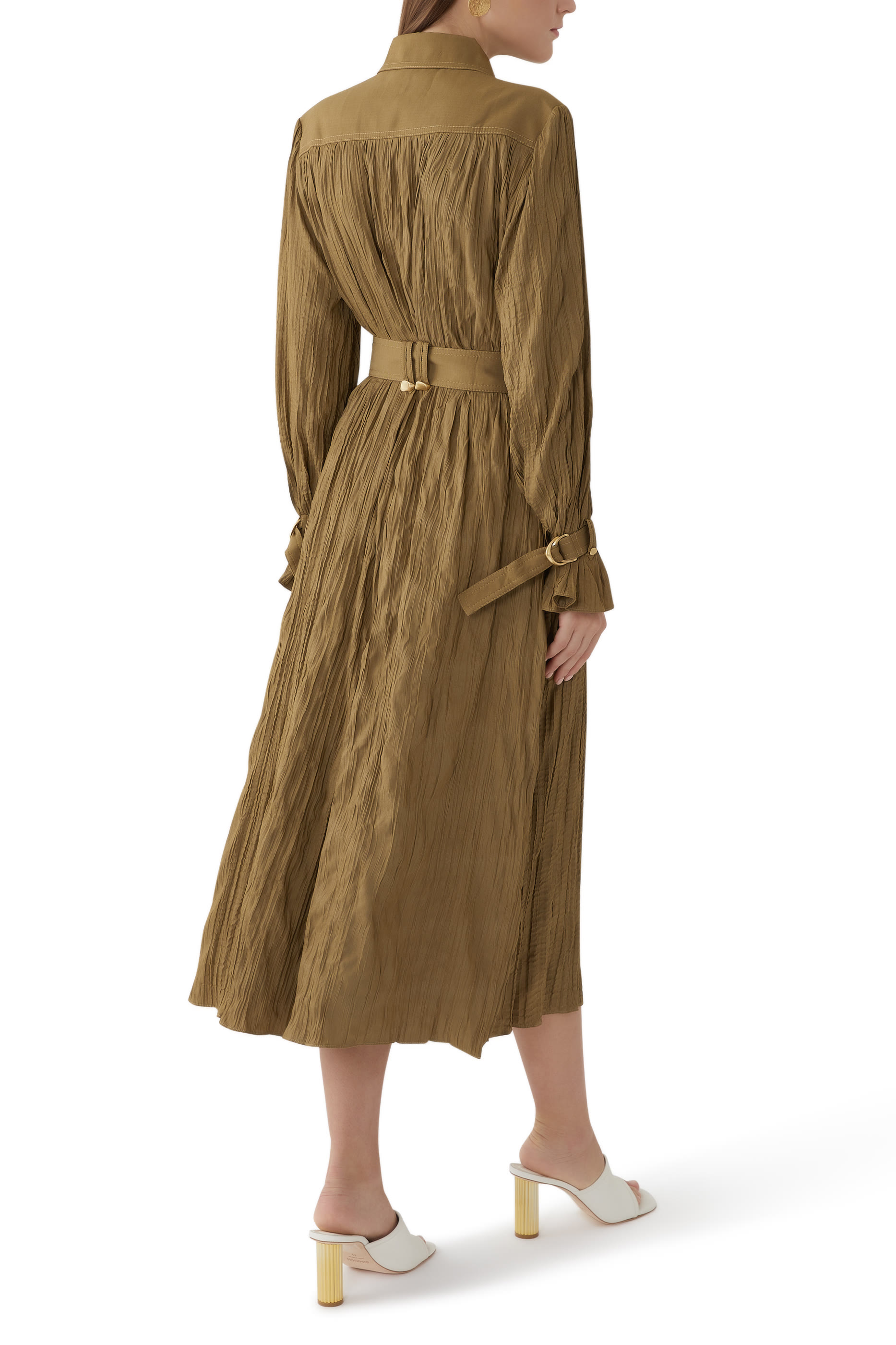 Bays Crushed Pleat Midi Dress