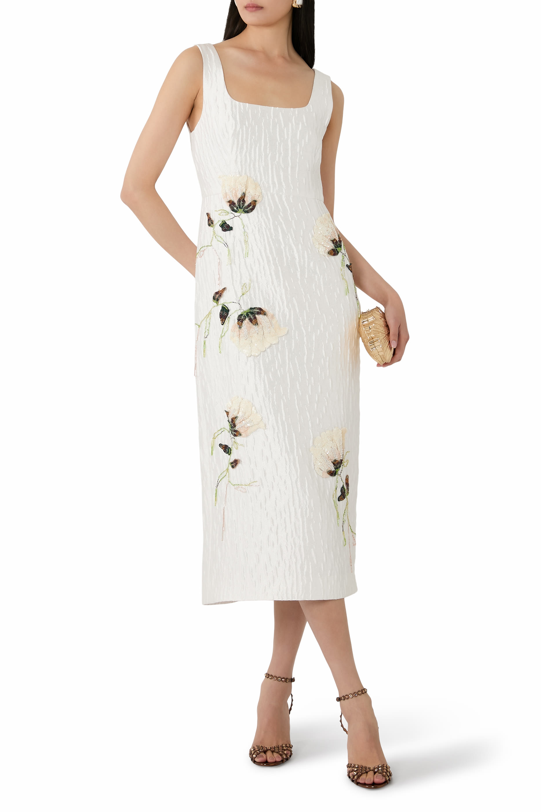 Lilibeth Floral Jacquard Midi Dress