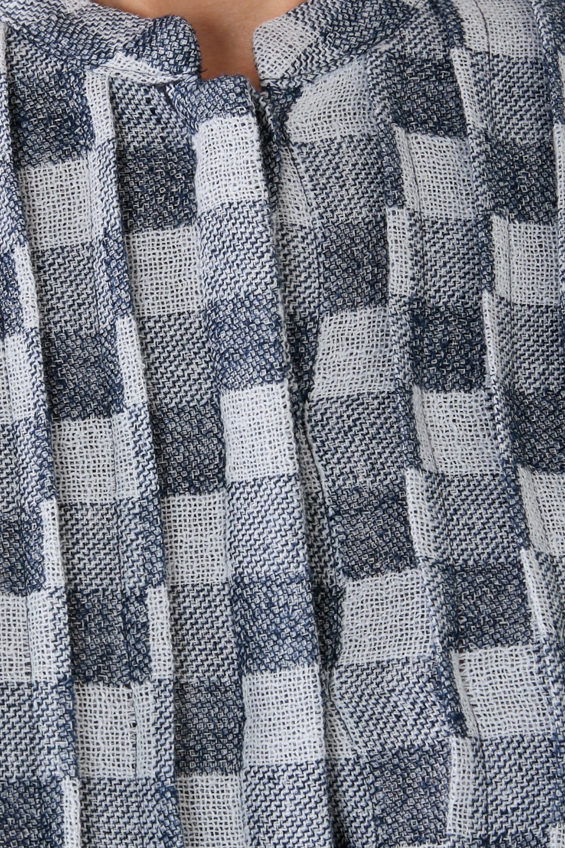 Check Linen Gauze Top