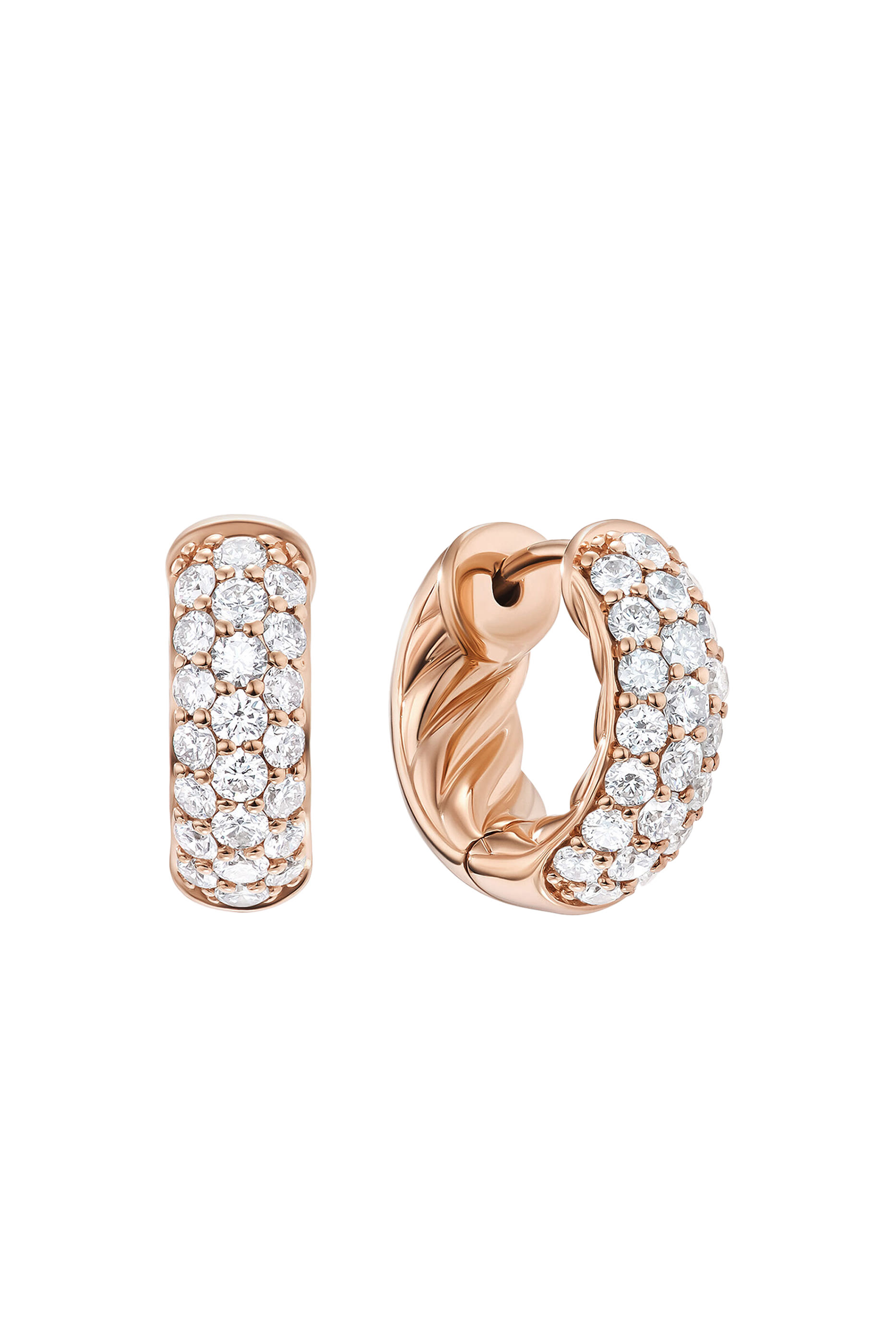 DY Mercer Micro Hoop Earrings, 18k Rose Gold & Diamonds