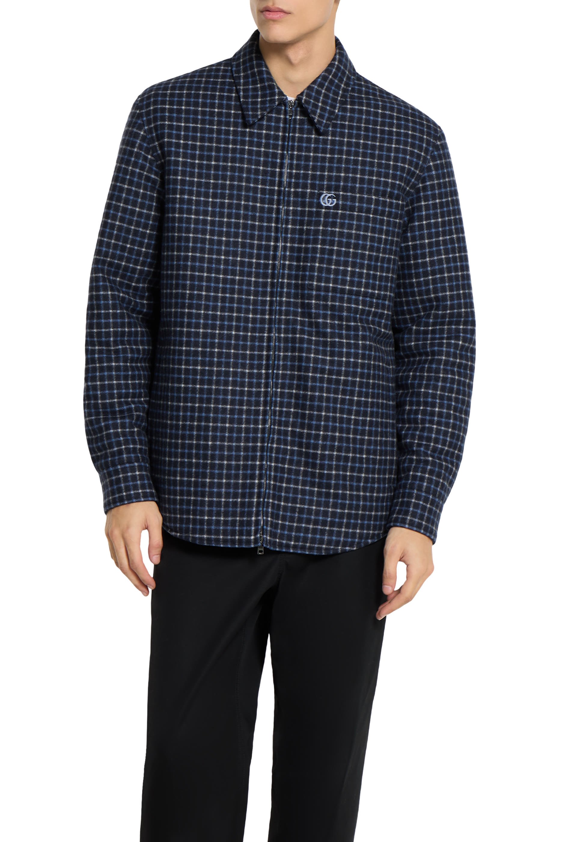 Logo Embroidery Wool Flannel Zip Jacket