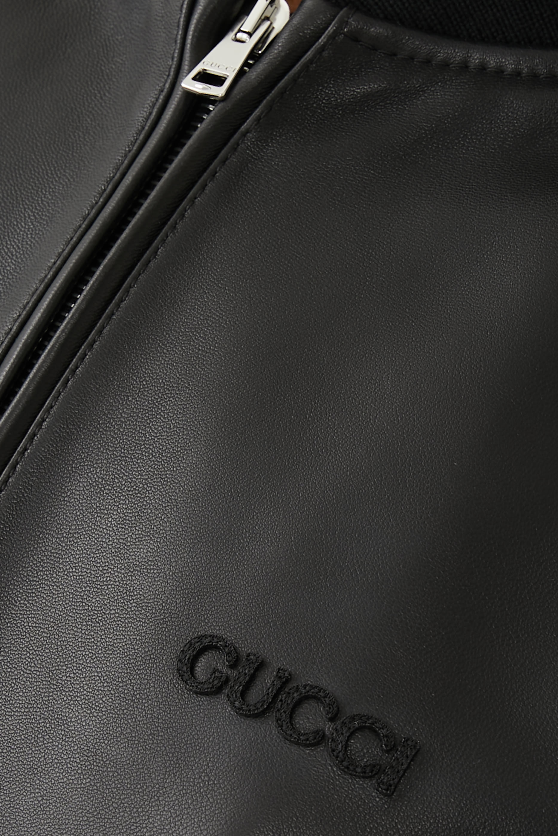 Leather Bomber Jacket with Web