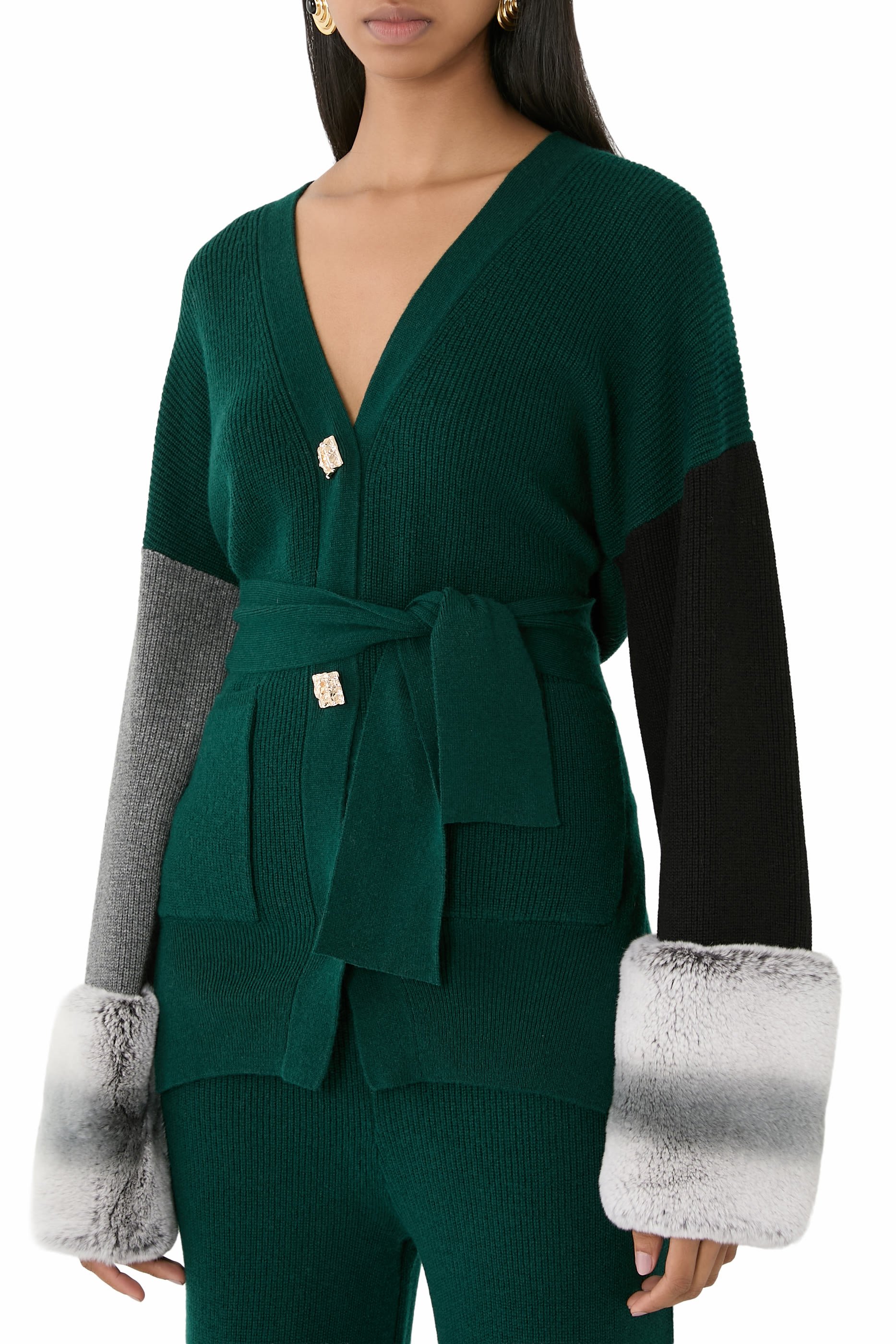 Tie Detail Faux Cuff Cardigan 