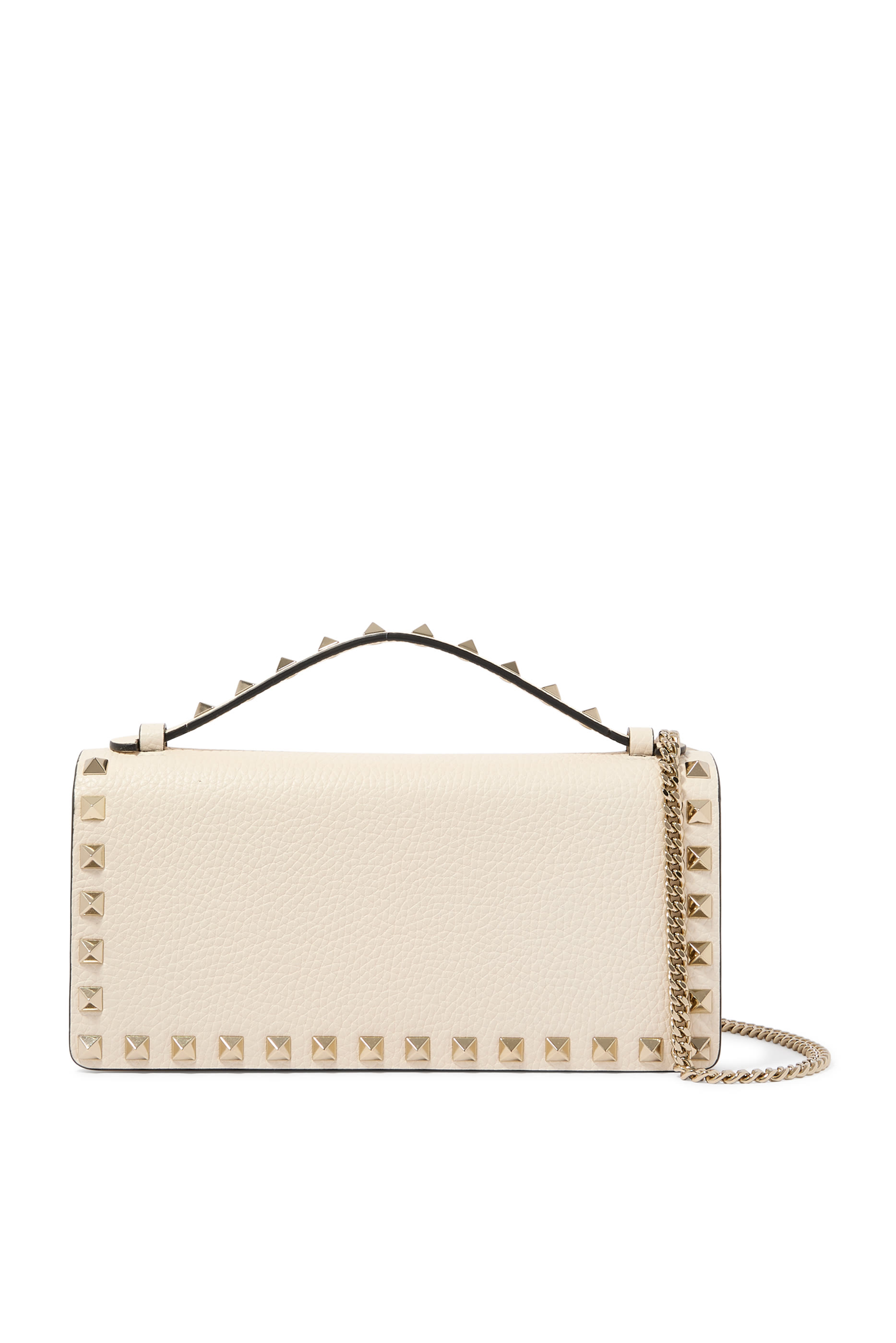 Rockstud Leather Wallet on Chain