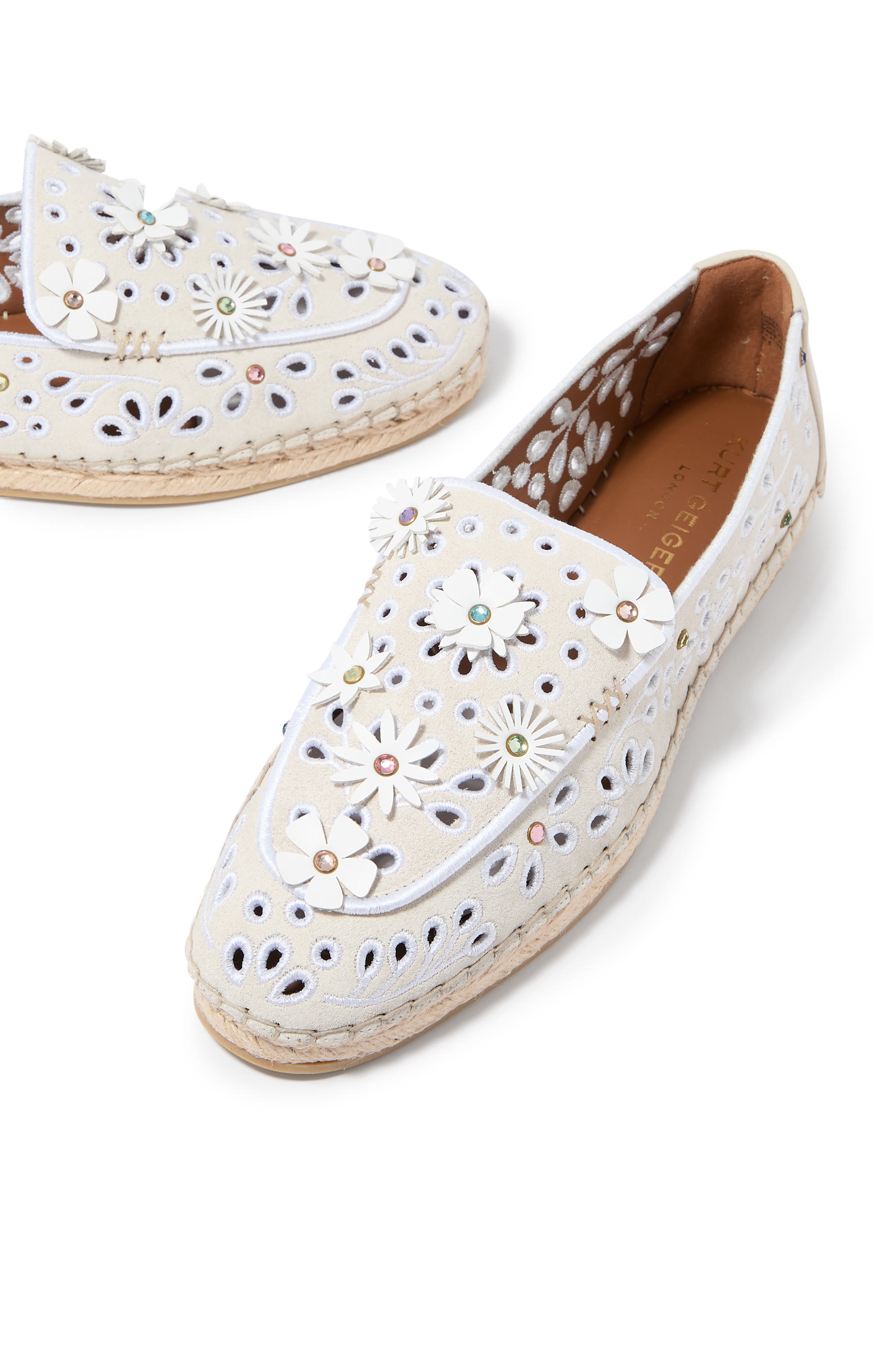 Flower Suede Espadrille Loafers