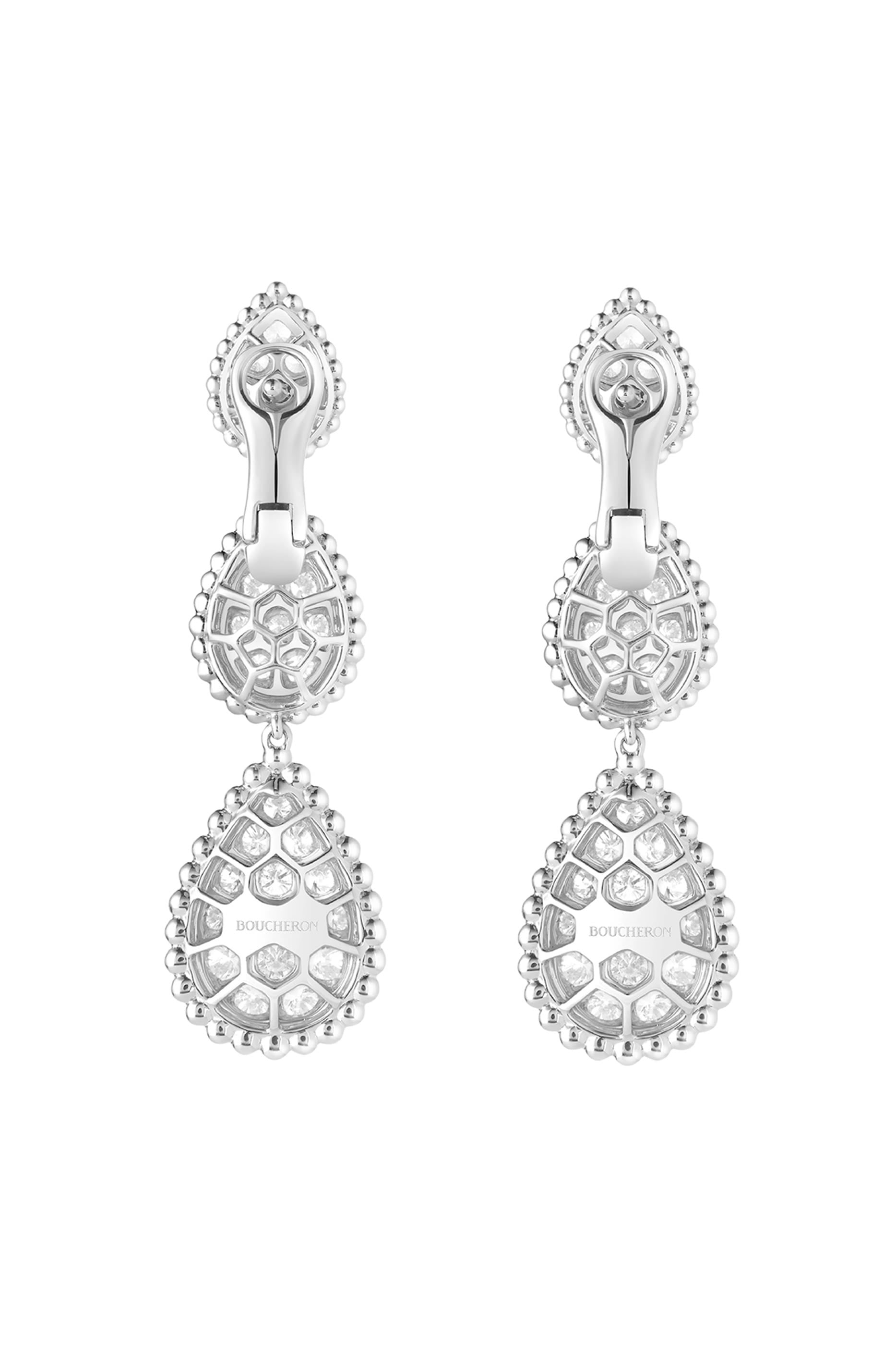 Serpent Boh&egrave;me Pendant Earrings, 18K White Gold & Diamonds