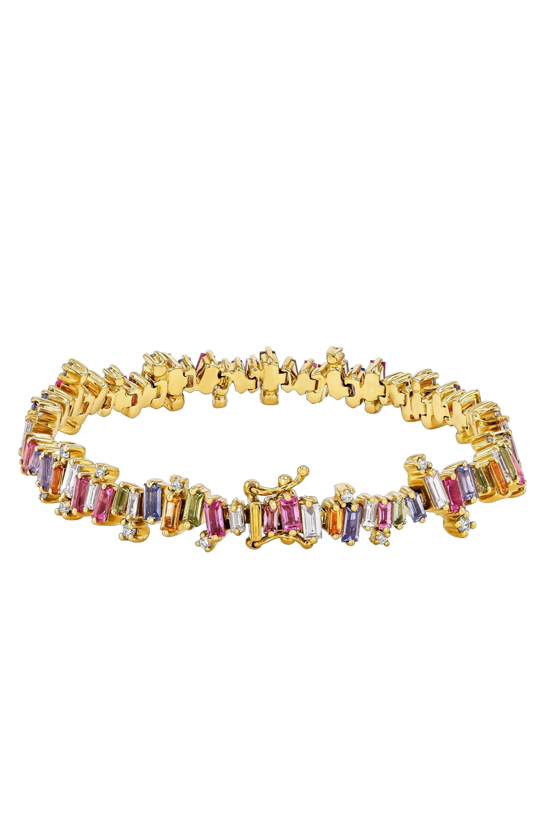 Shimmer Pastel Sapphire Tennis Bracelet, 18K Yellow Gold & Diamonds