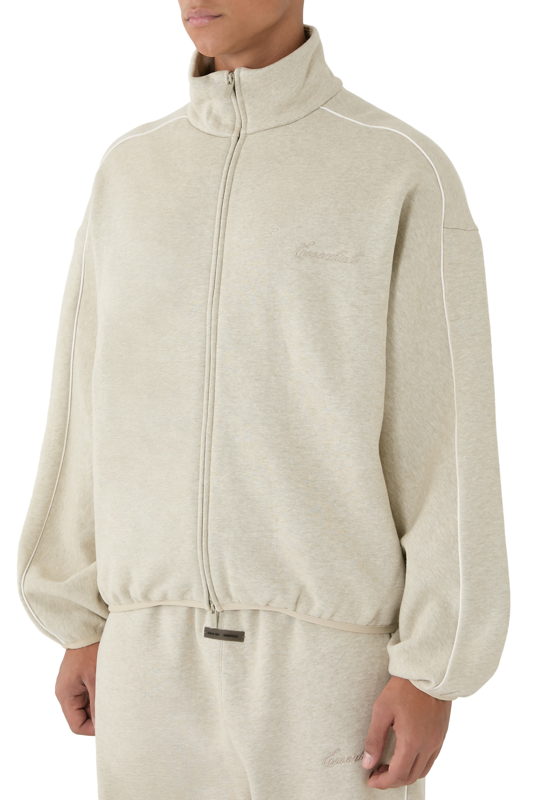 Modern Fit Fleece Track Jacket with Piping