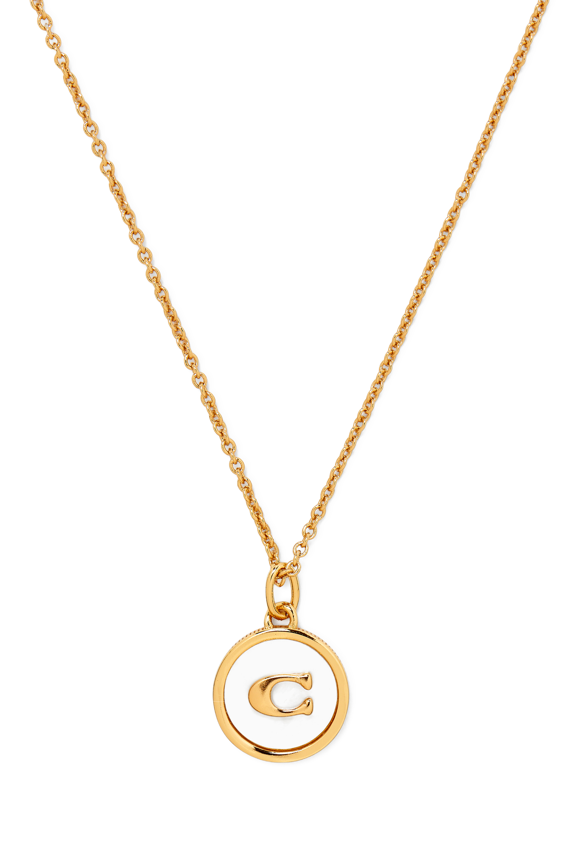 Signature Coin Pendant Necklace, Mother of Pearl