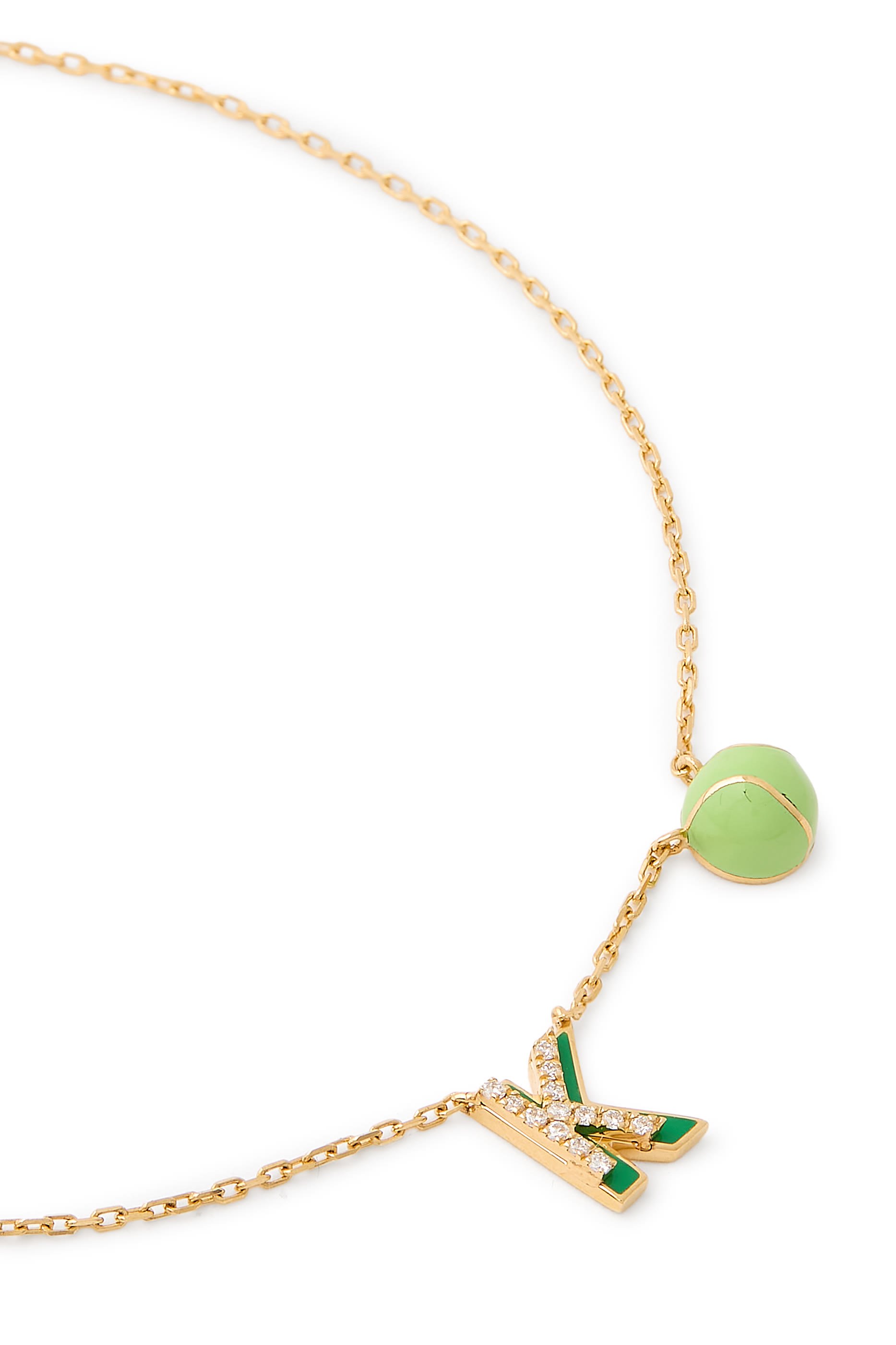 Letter &lsquo;K&rsquo; Tennis Anklet, 18k Yellow Gold & Enamel, Diamonds