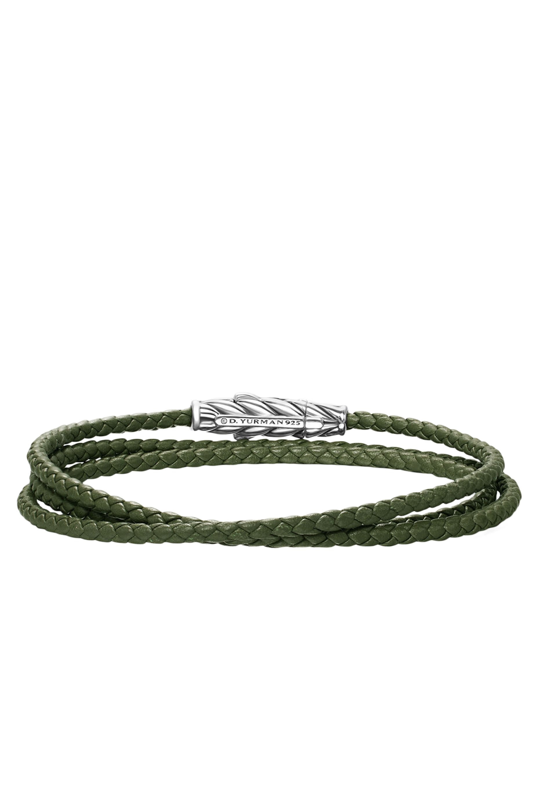  Chevron Triple Wrap Bracelet, Sterling Silver & Leather