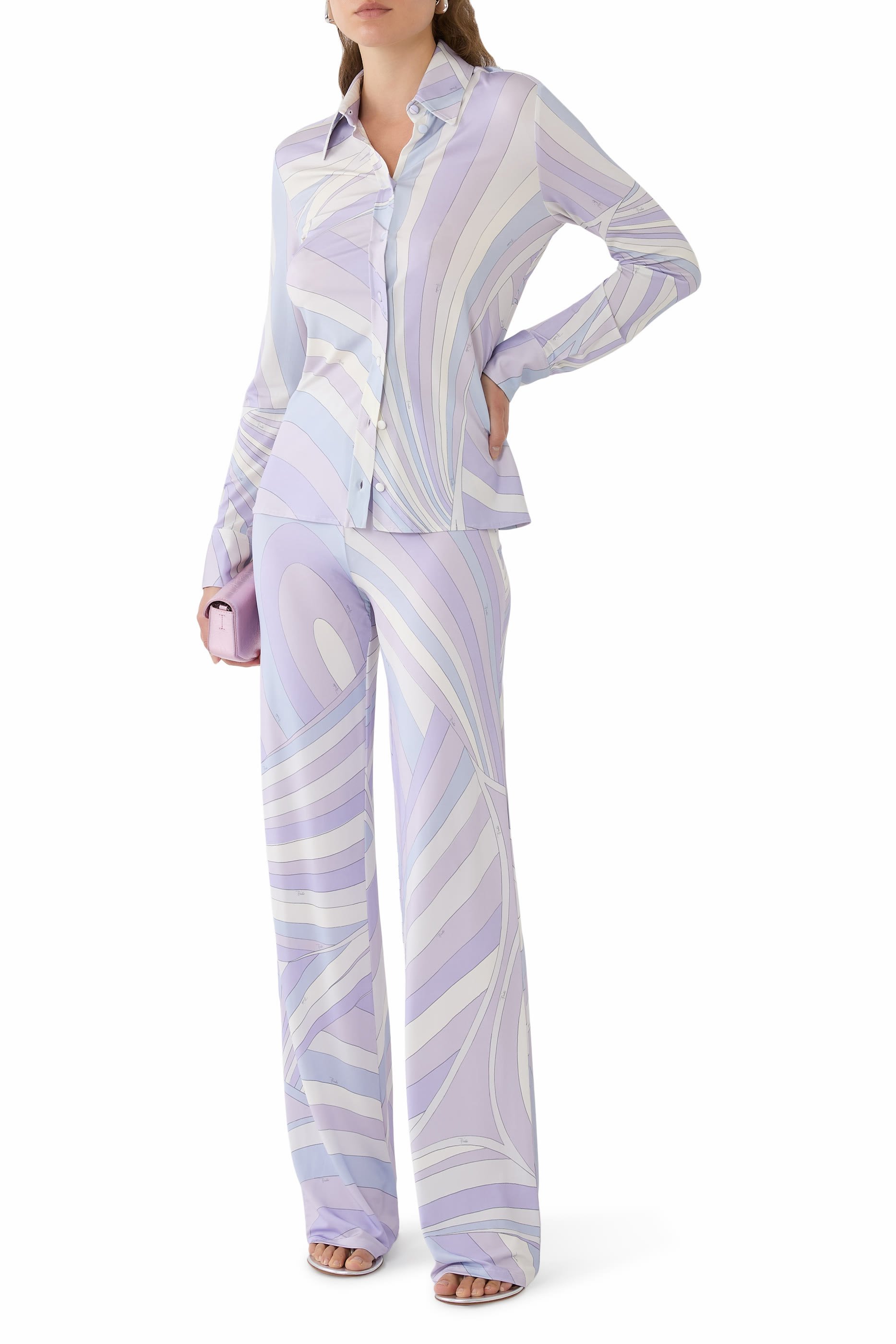 Iride Print Straight Trousers