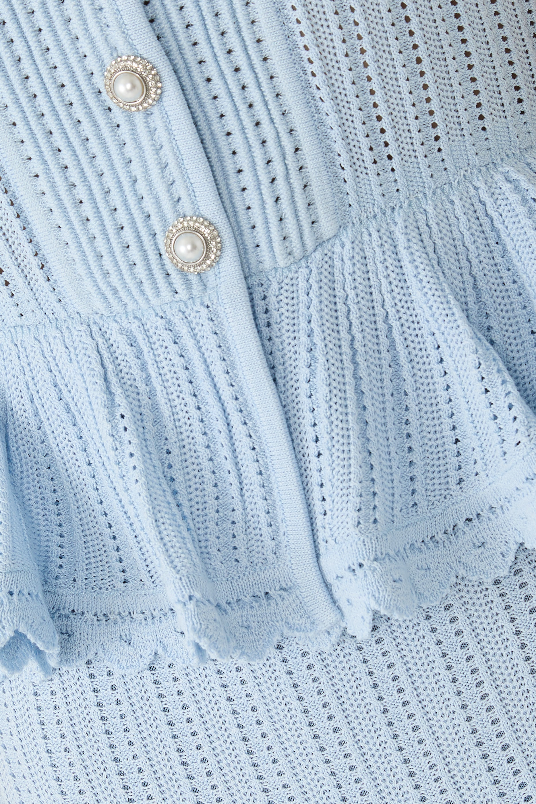 Pointelle Peplum Knit Mini Dress
