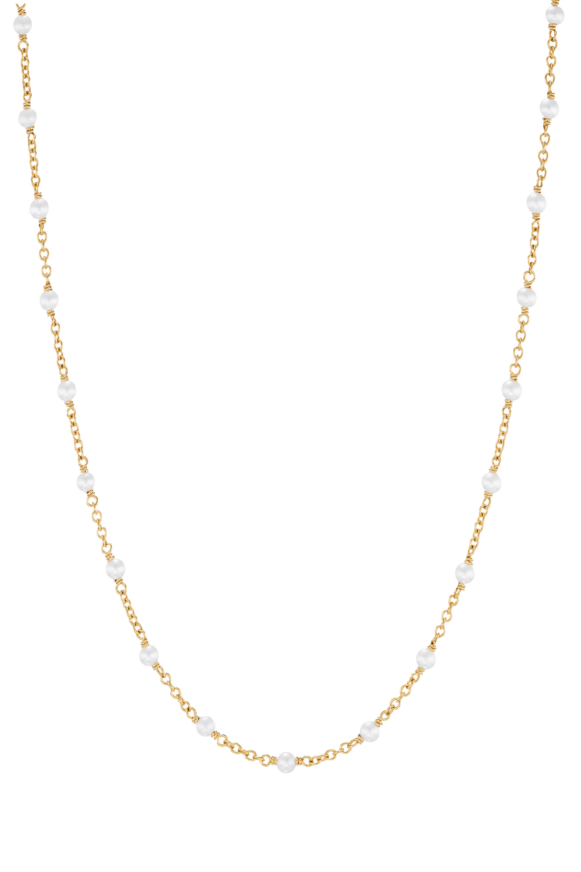 Pearl Classics Station Necklace, 18k Yellow Gold & Pearls