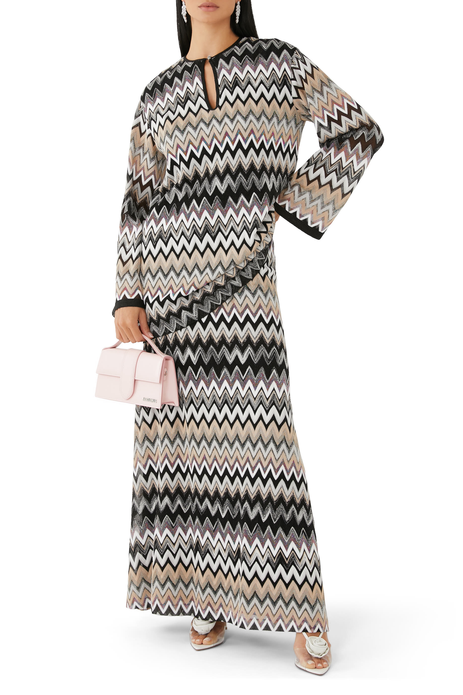 Zig-Zag Lame Long-Sleeve Top