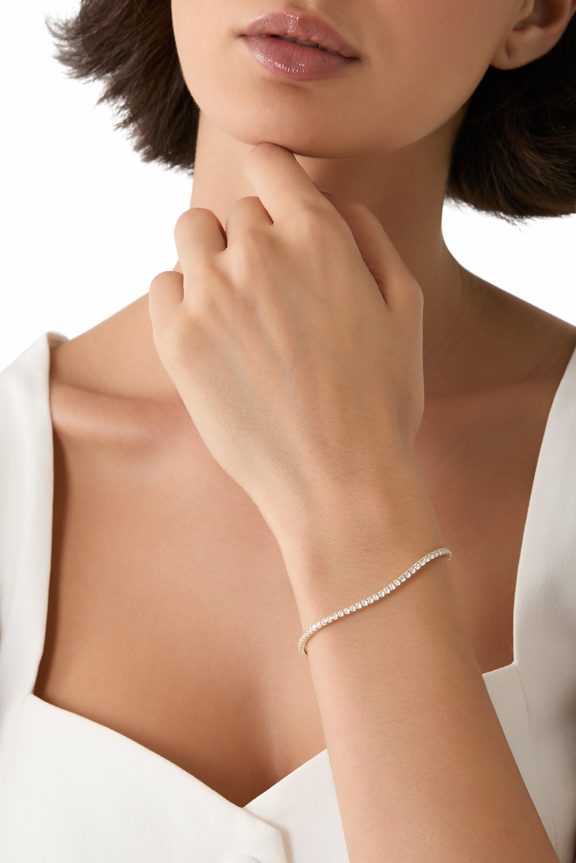 Tennis Bracelet,  14k Vermeil on Sterling Silver & Cubic Zirconia