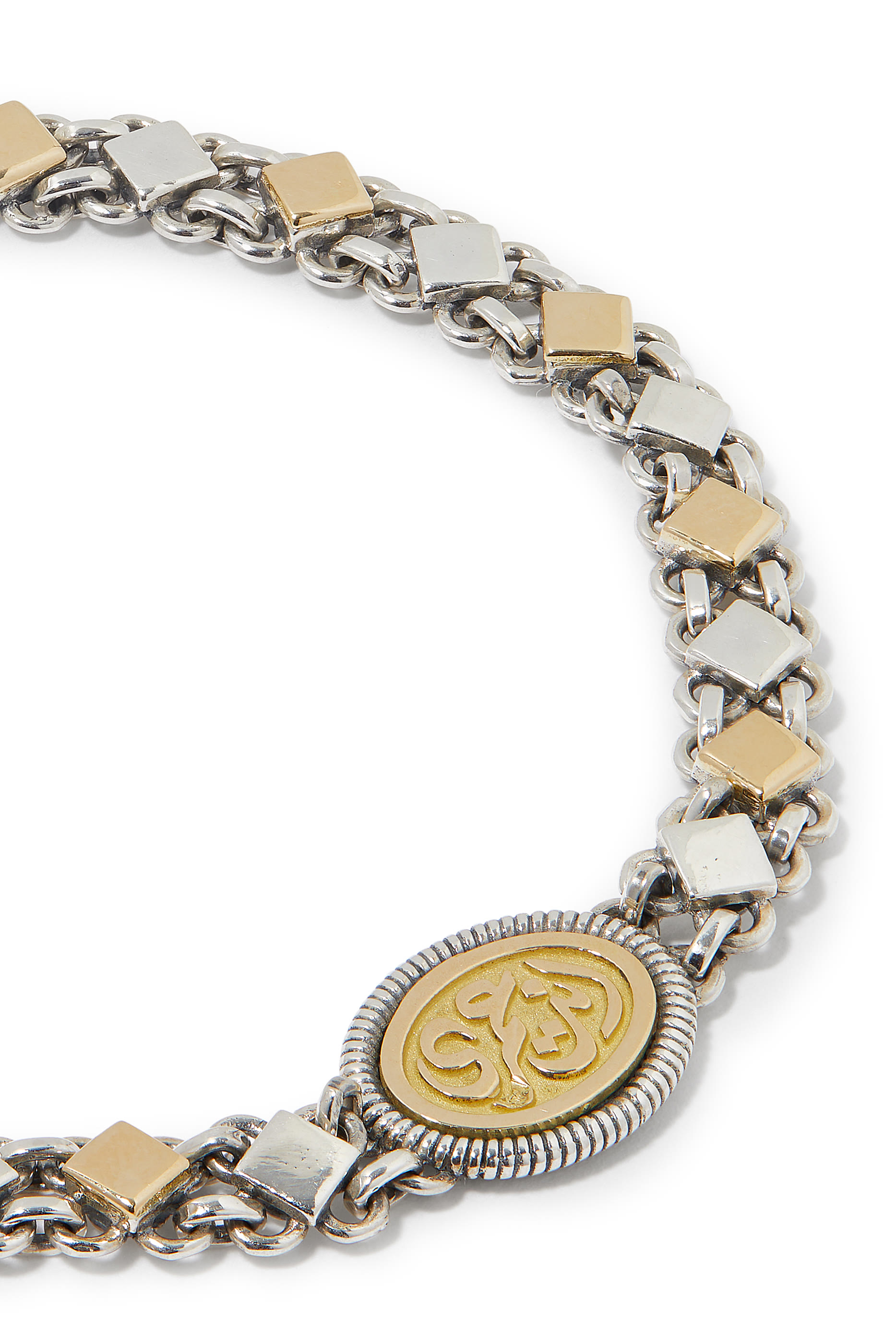 Calligraphy My Eternity Button Bracelet,  Sterling Silver & 18k Yellow Gold