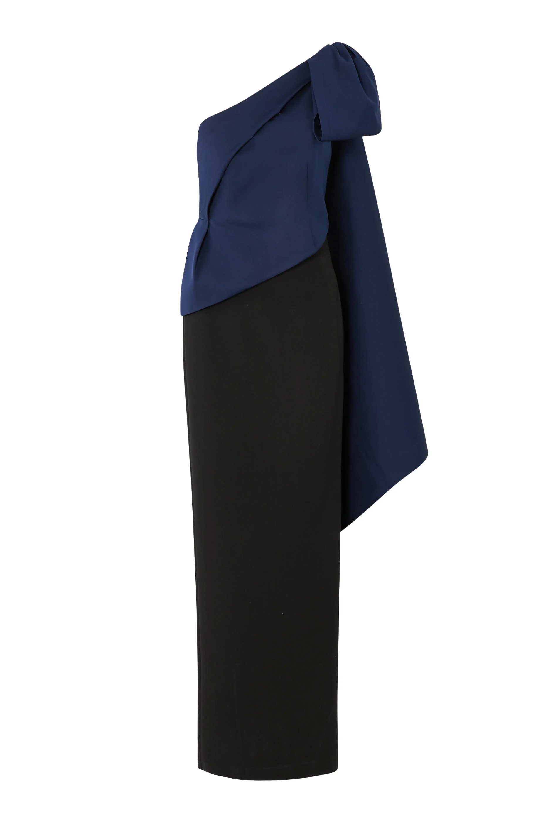 Asymmetric Taffeta Bow Drape Gown