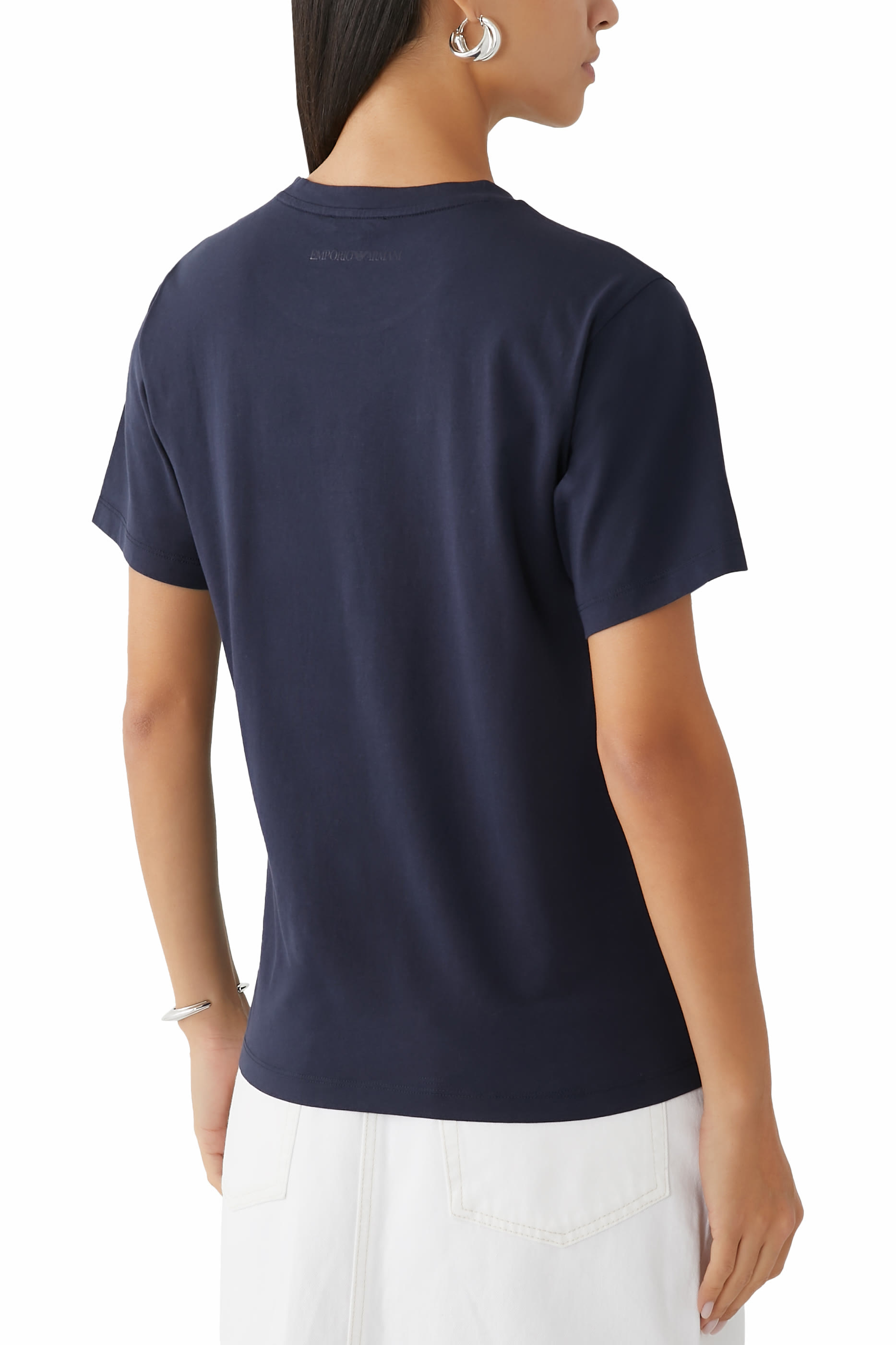 Multicolored Logo Embroidered Jersey T-Shirt