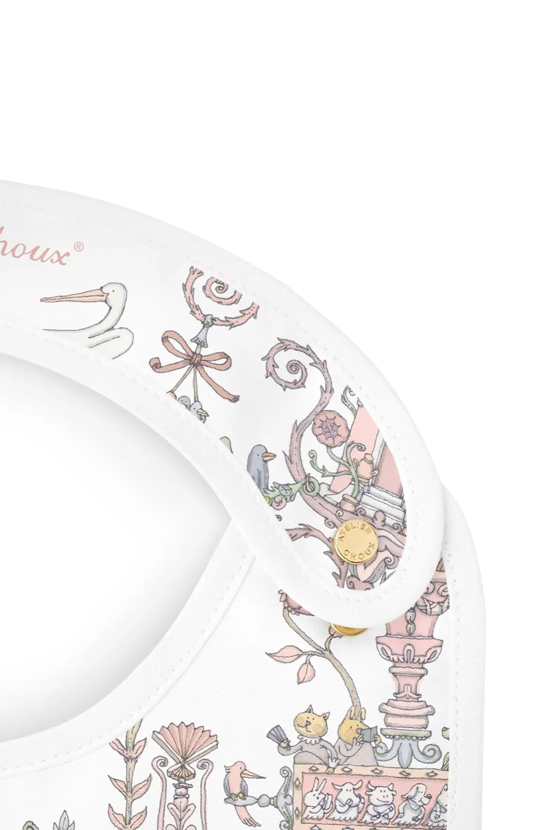 Kids Toile de Jouy Carr&eacute; & Satin Bib Set