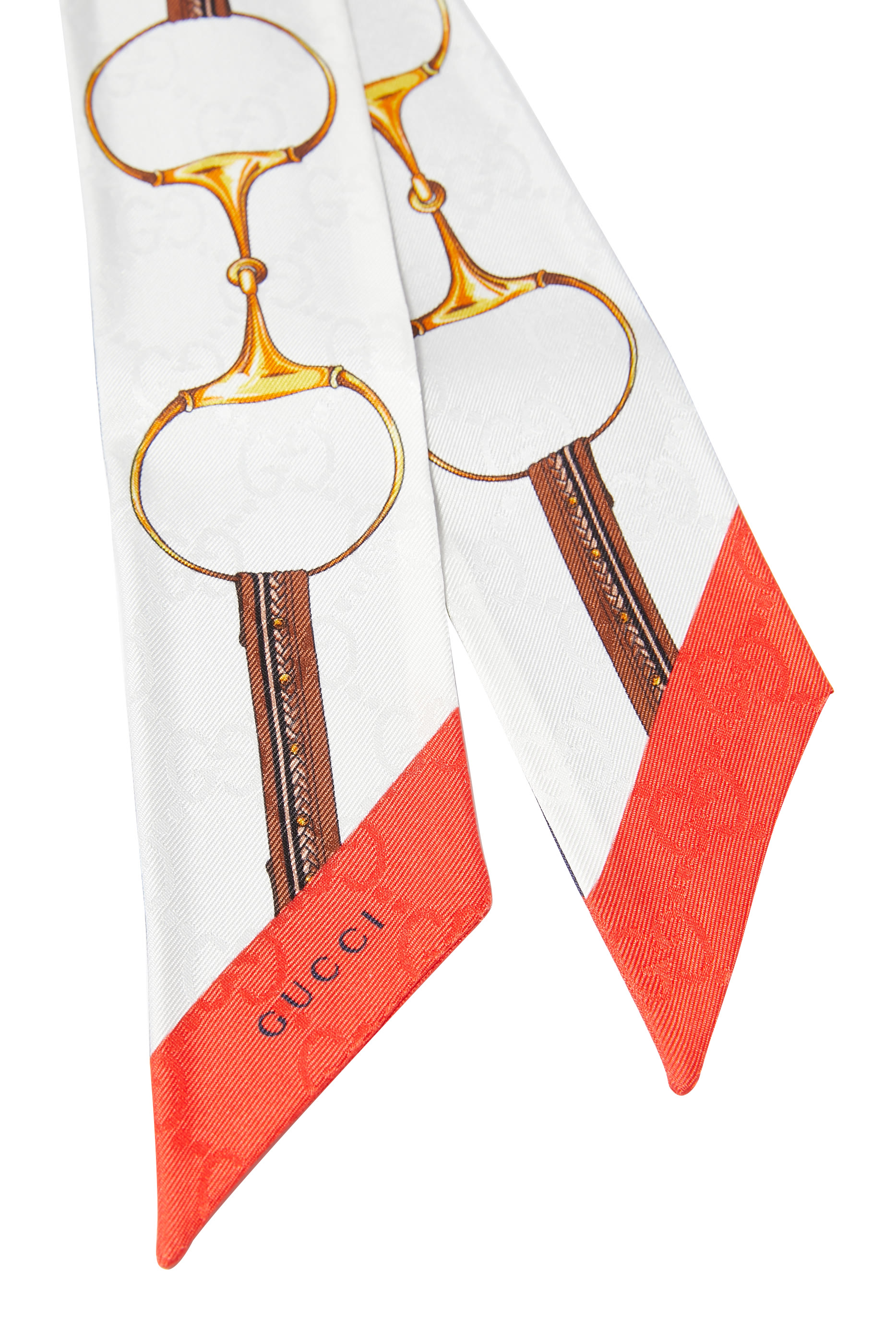 Horsebit Print Silk Neck Bow