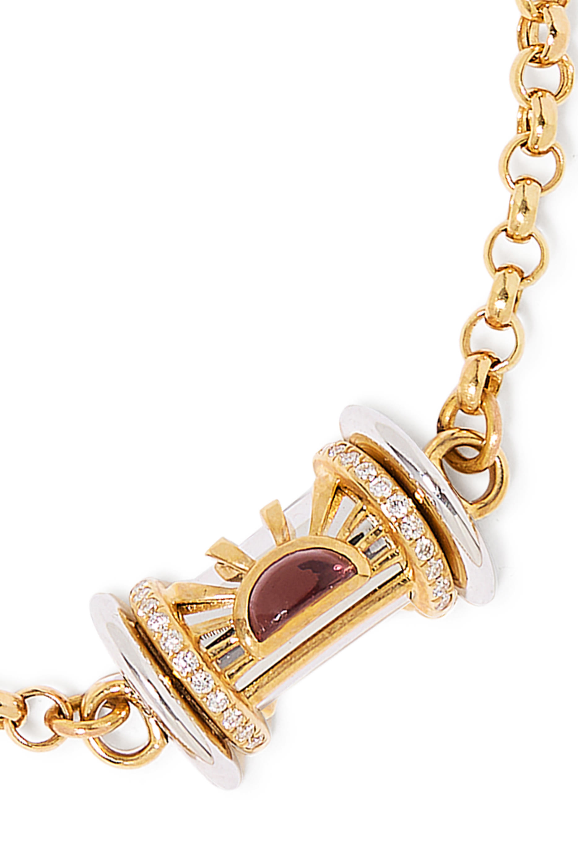 Warrior Dawn Small Bracelet, 18k Yellow Gold with White Diamonds & Garnet