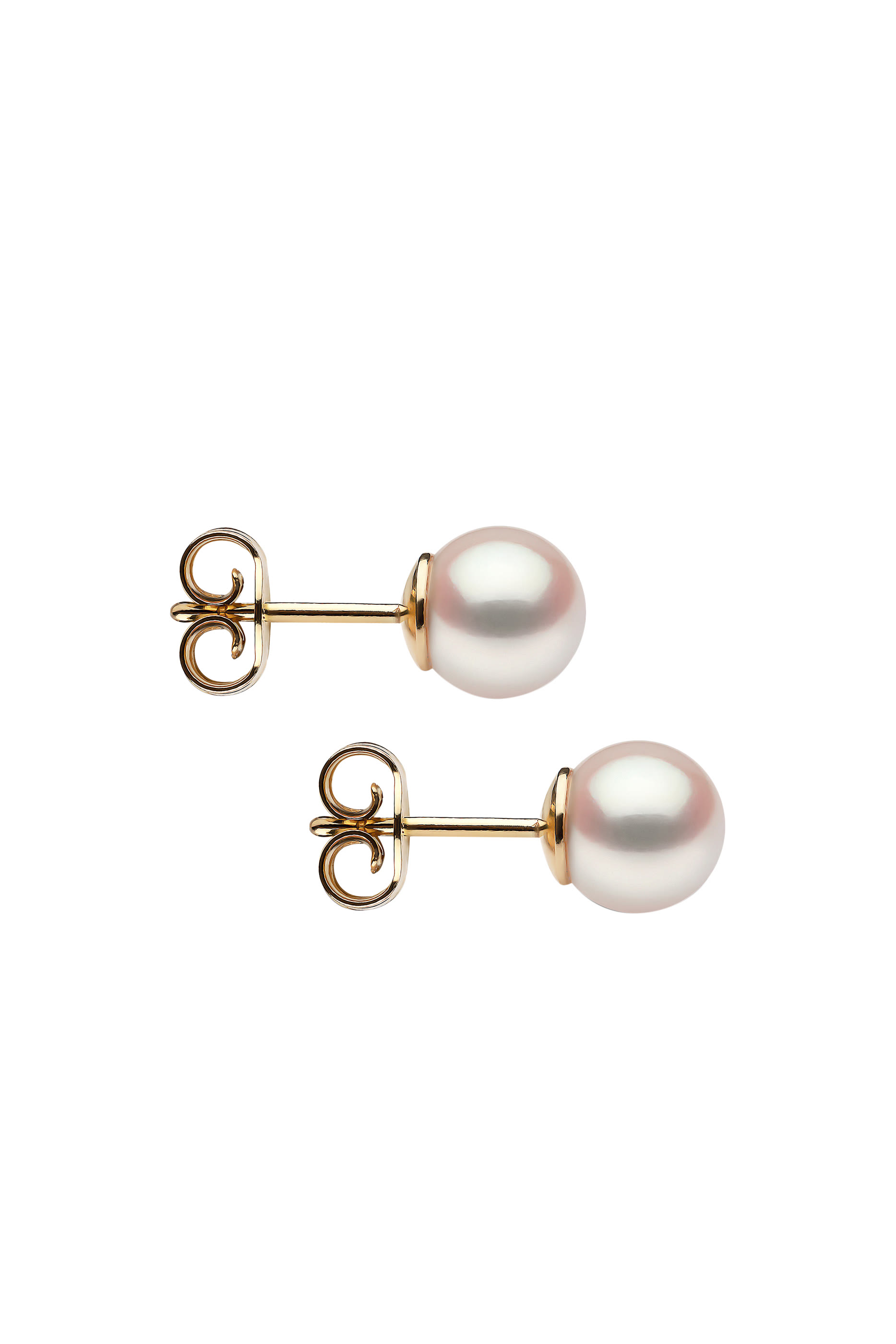 Classic Pearl Stud Earrings, 18k Yellow Gold & Akoya Pearls
