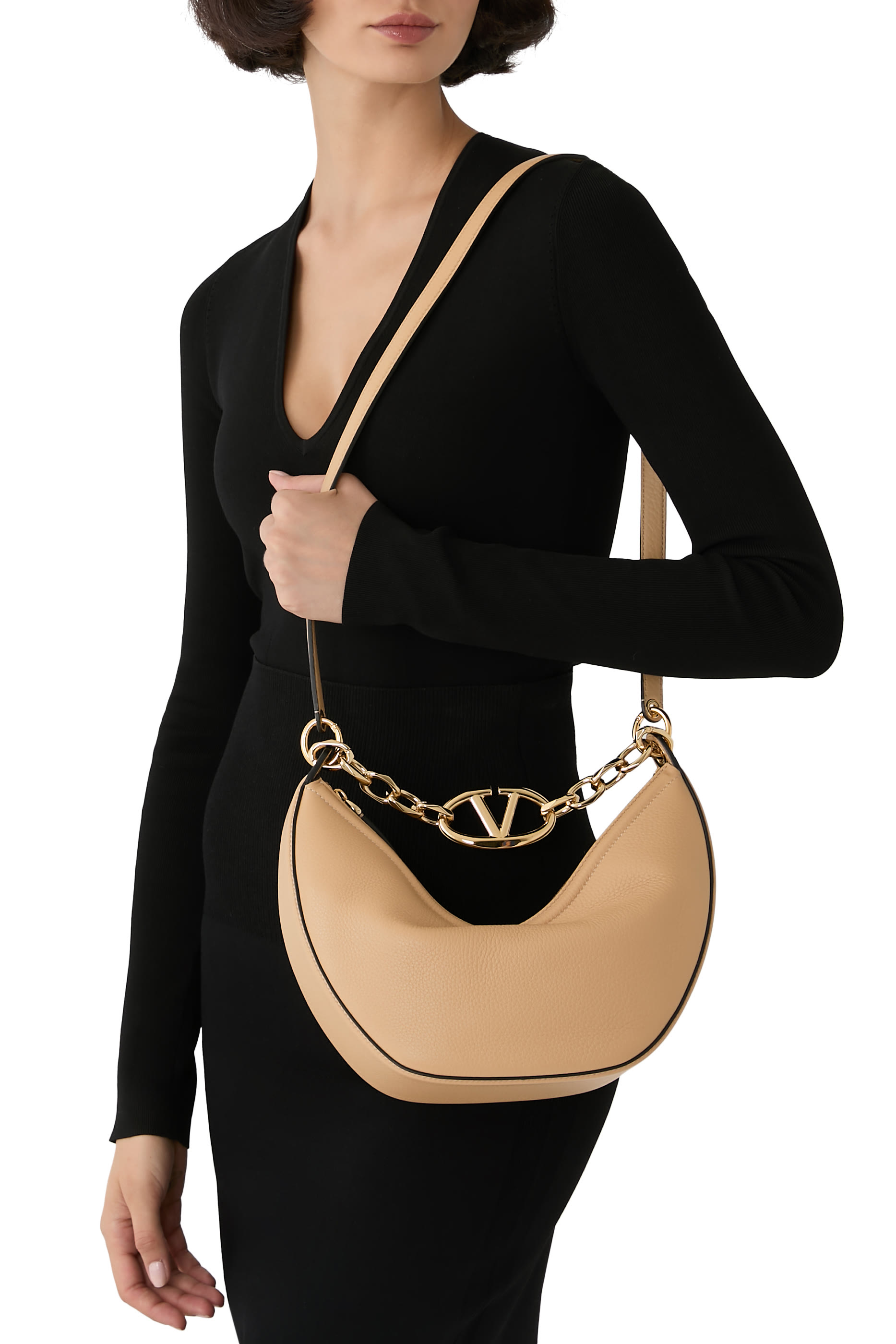 Small VLogo Moon Hobo Bag