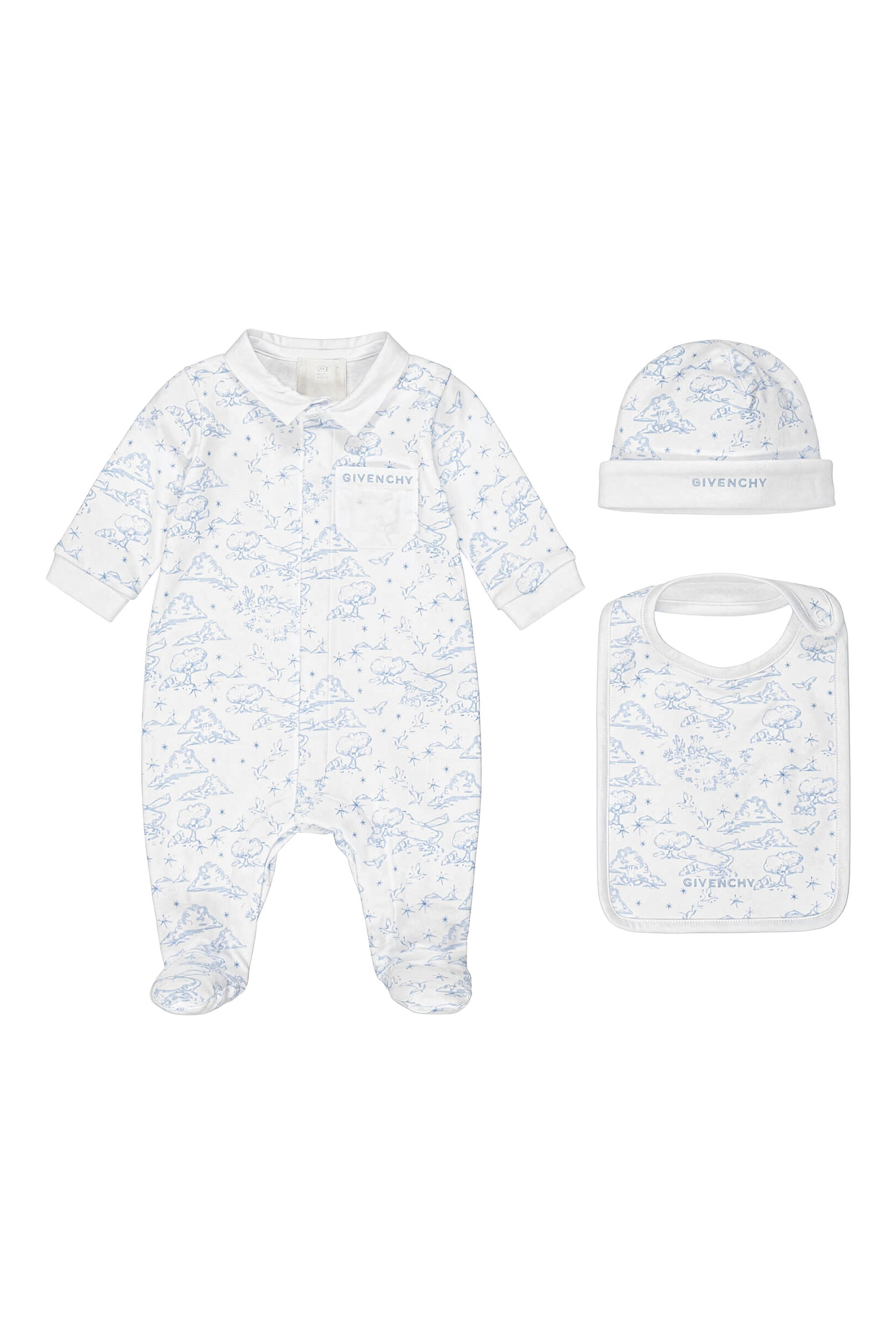 Kids Cotton Jumpsuit, Bib & Hat Set 