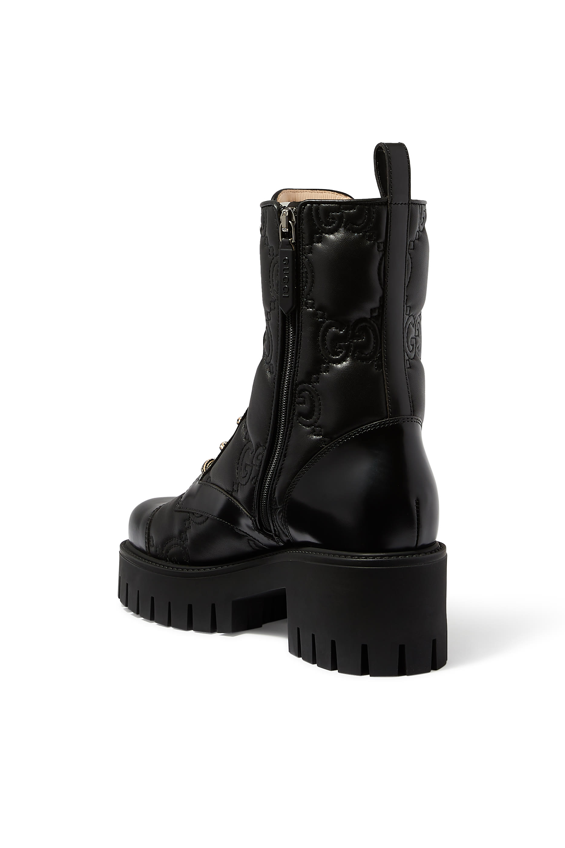 GG Quilted Lace-Up Boots