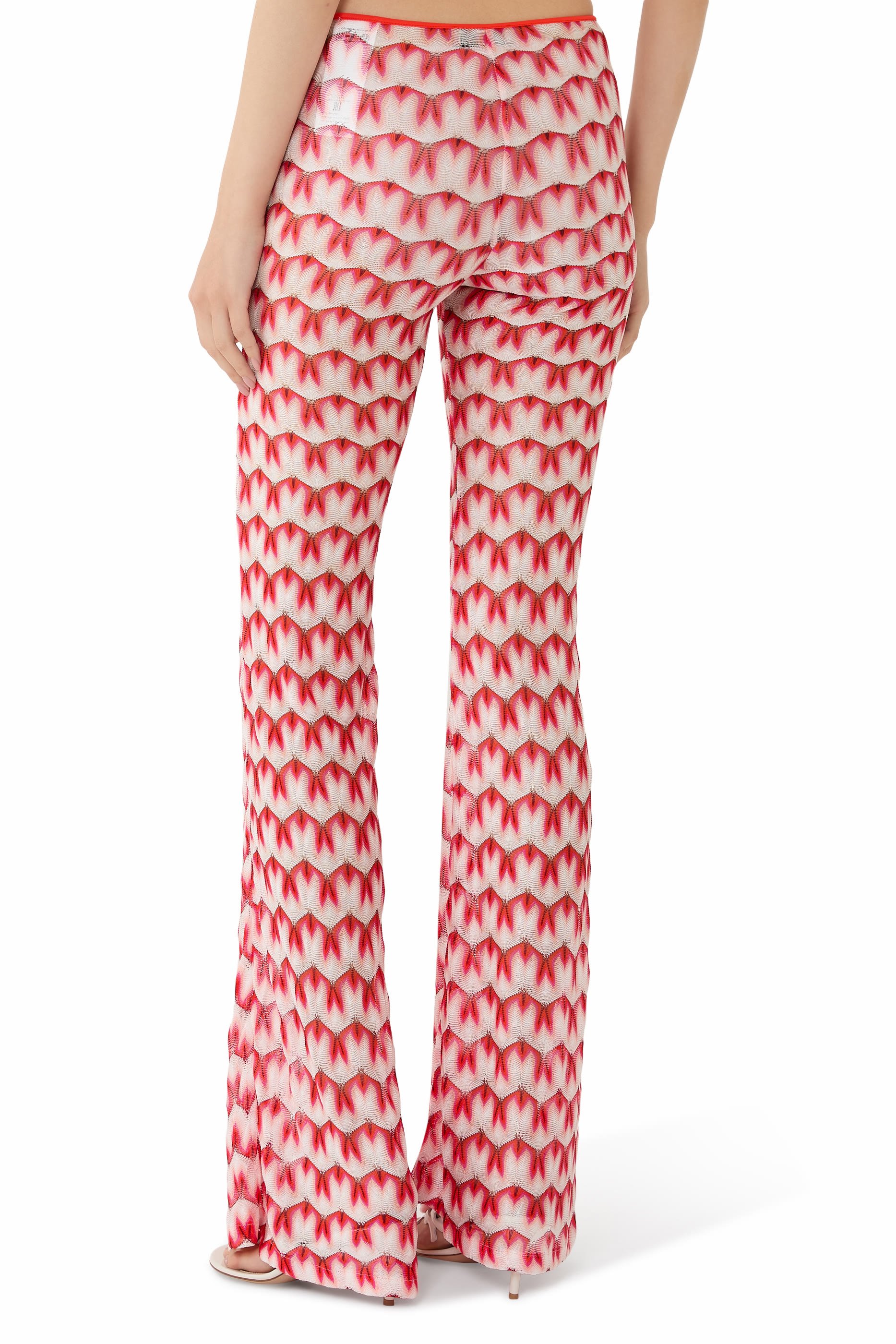 Flared Trousers in Floral-Pattern Viscose