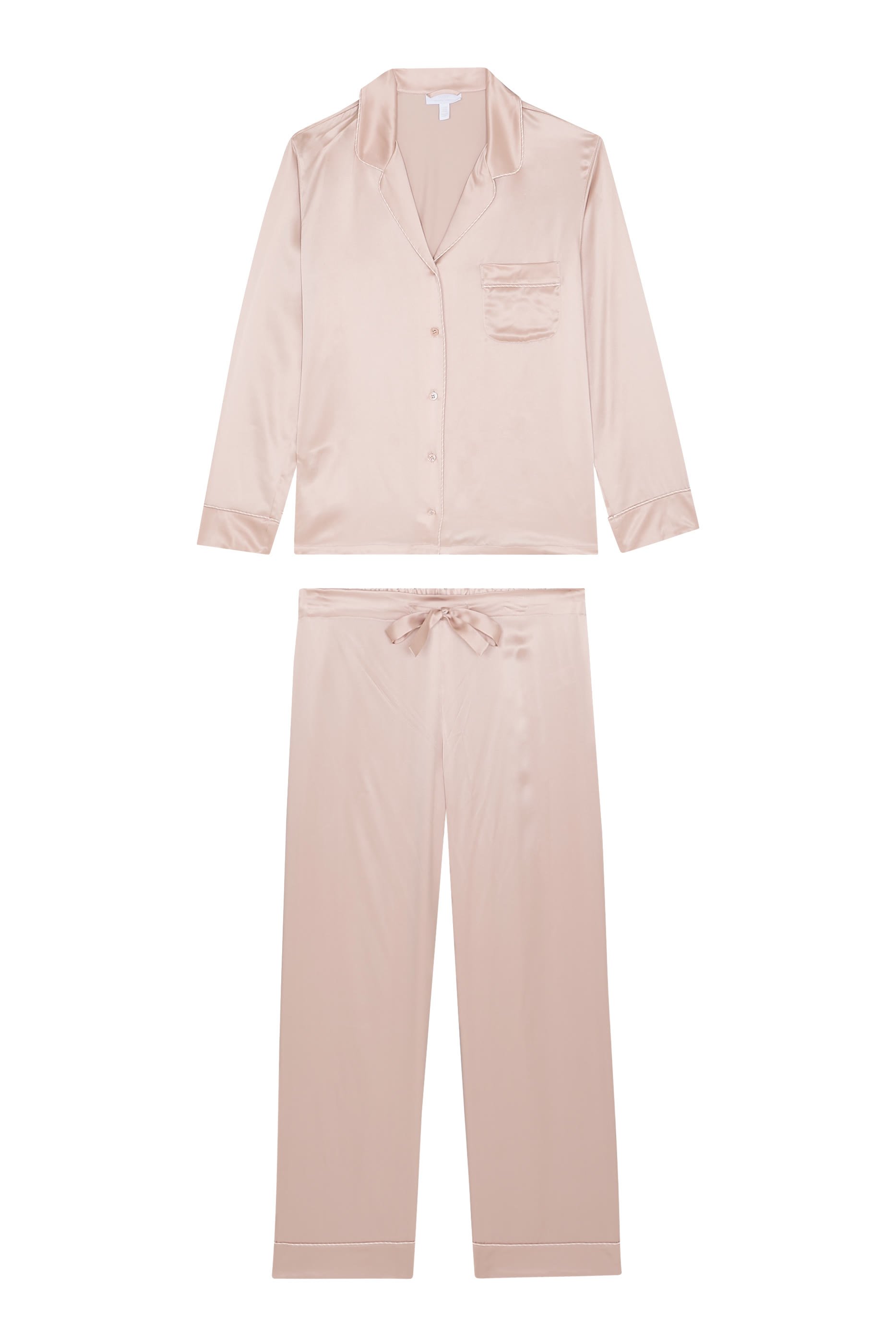 Silk Stripe Piped Pajama Set