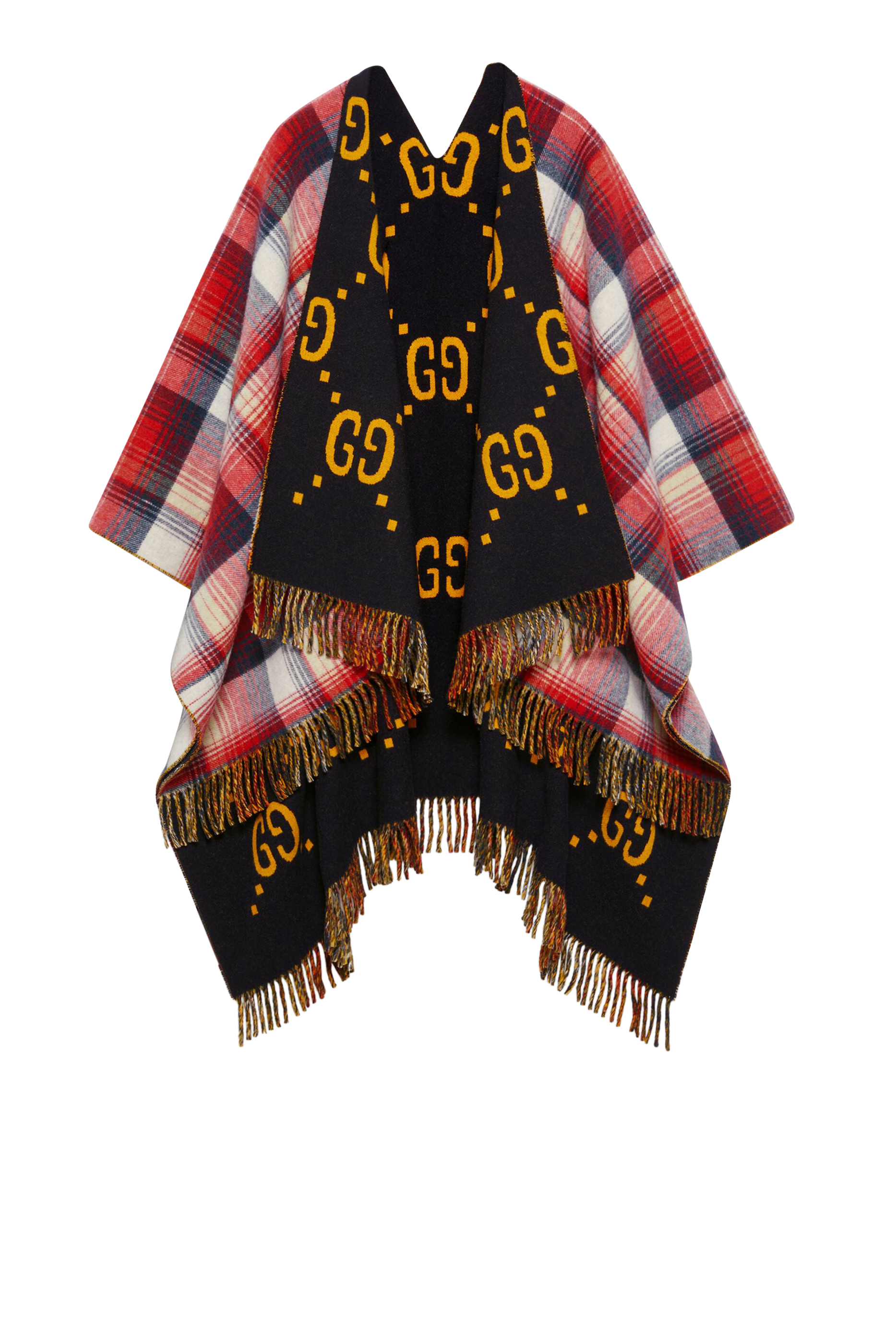 Reversible GG Wool Poncho