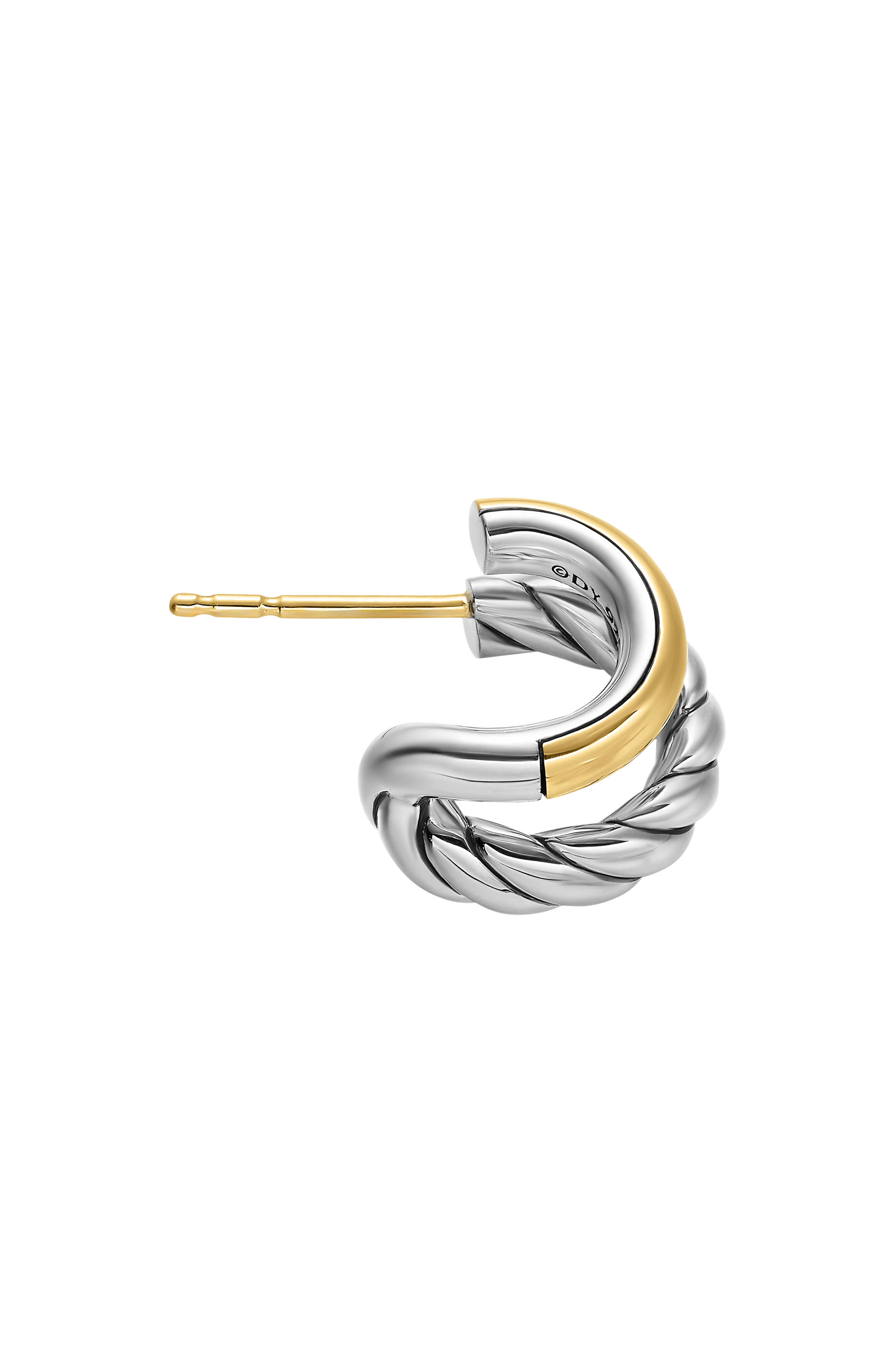 DY Mercer&reg; Double Hoop Huggie Earrings, Sterling Silver & 18K Yellow Gold