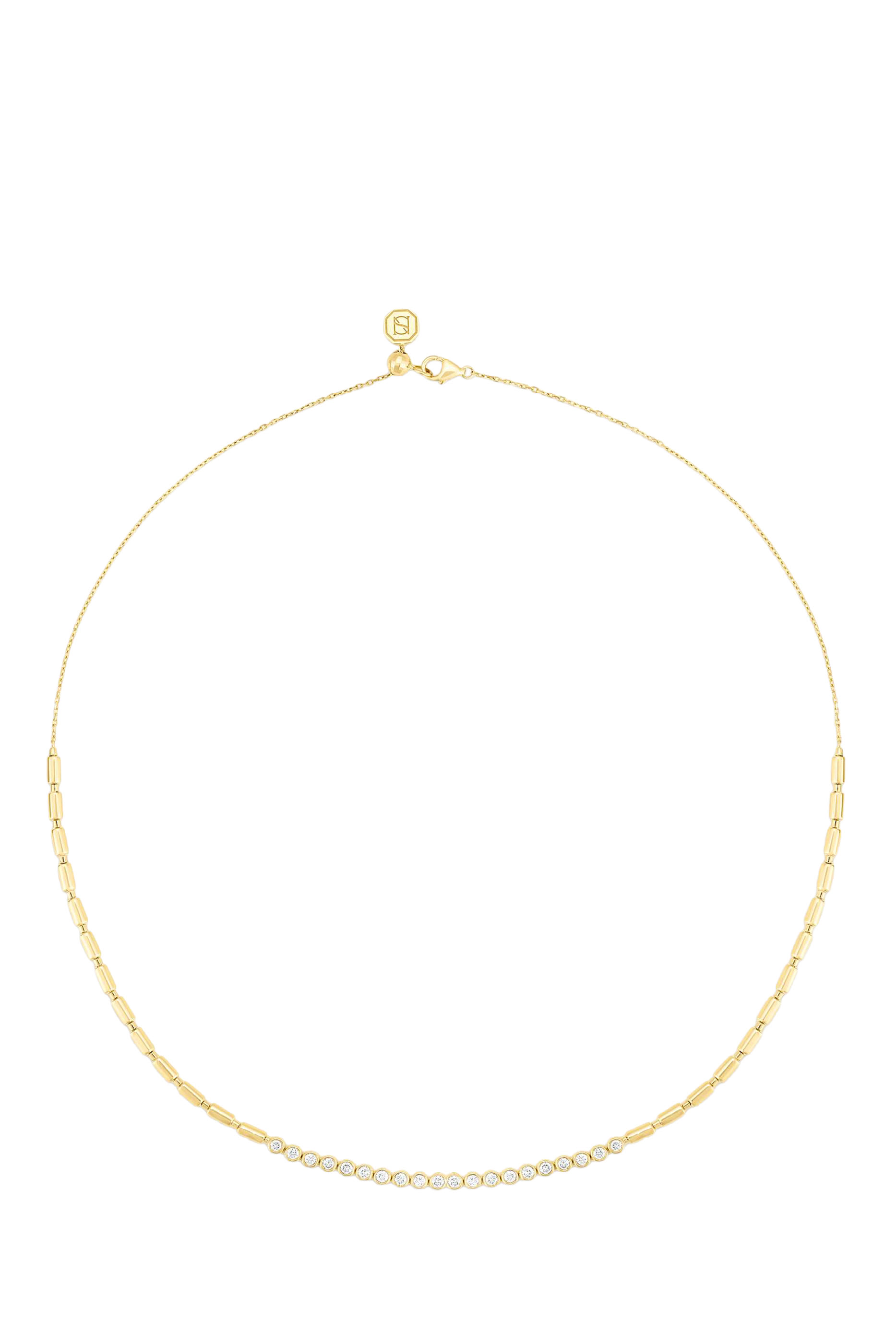 The Nile Iteru Line Necklace, 18k Yellow Gold & Diamonds
