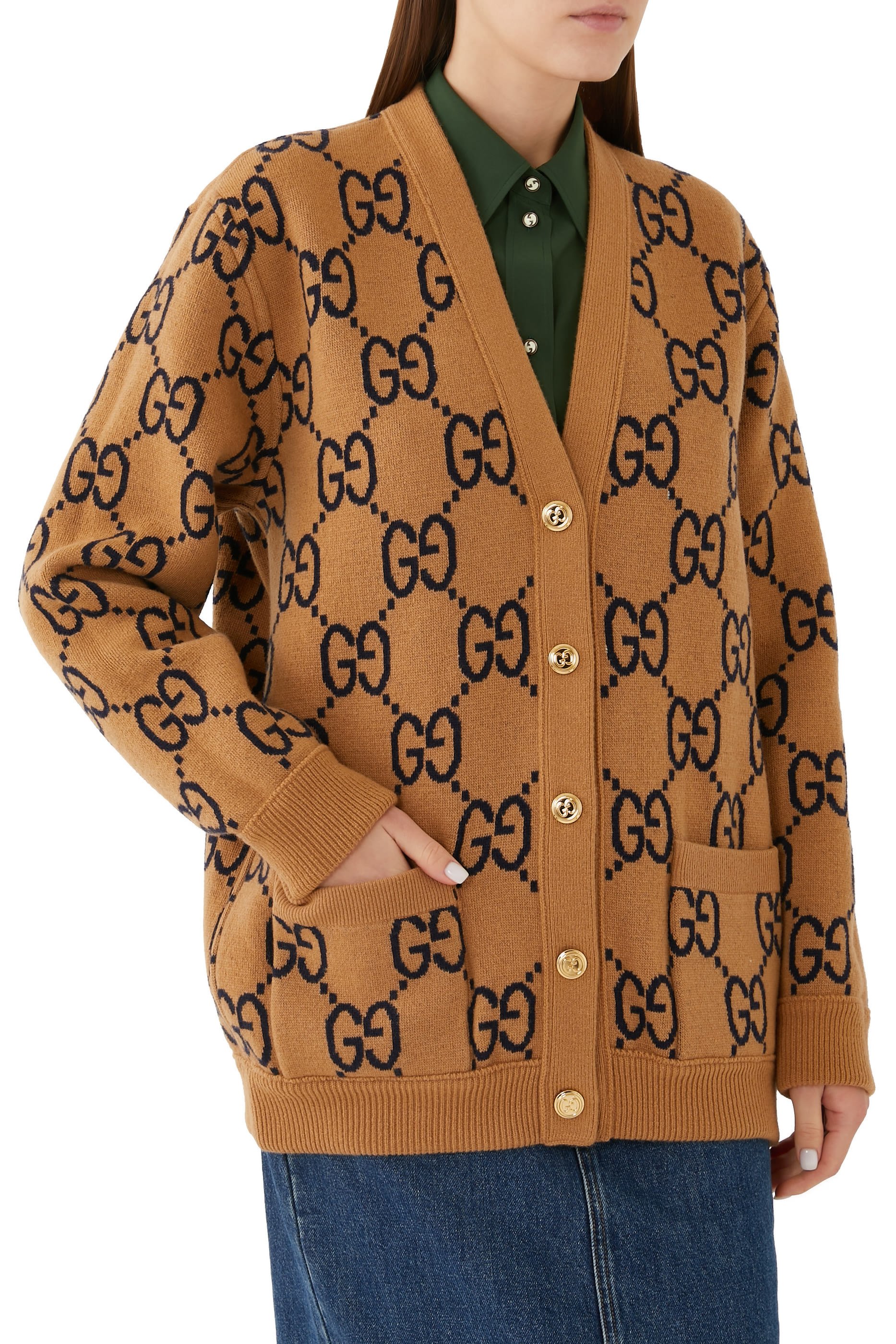 Reversible Checked Wool Cardigan