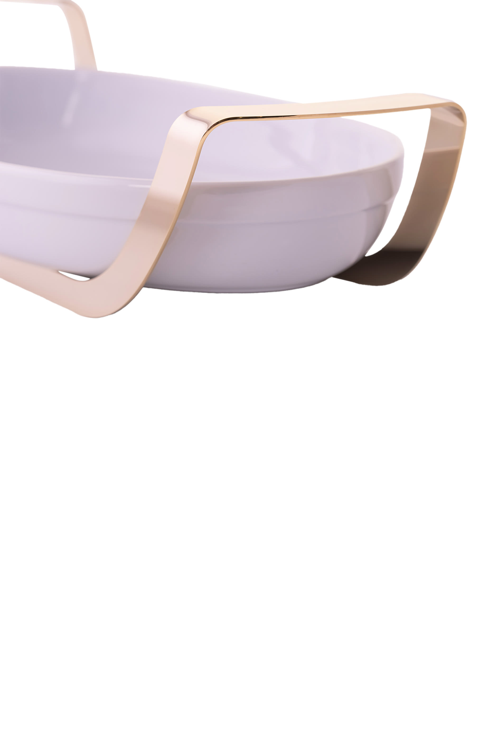 Oval Porcelain dish with Stainless Steel Holder