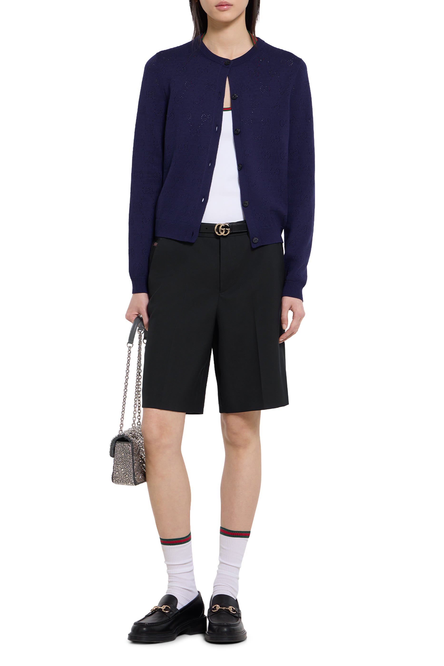 GG Pointelle Cotton Silk Cardigan