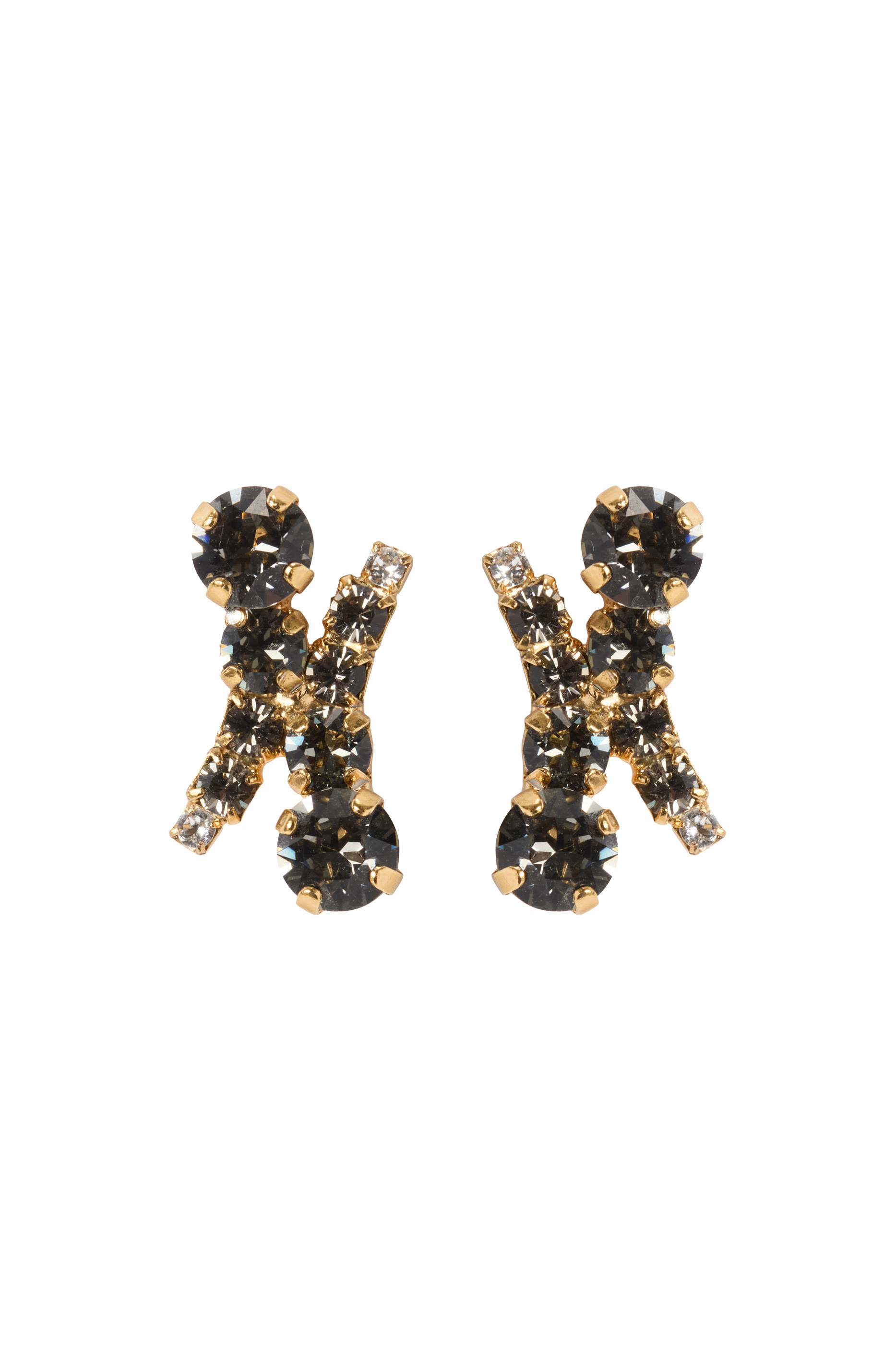 Halo Earrings, 18K Gold-Plated Brass, Black Diamonds & Swarovski&reg; Crystals