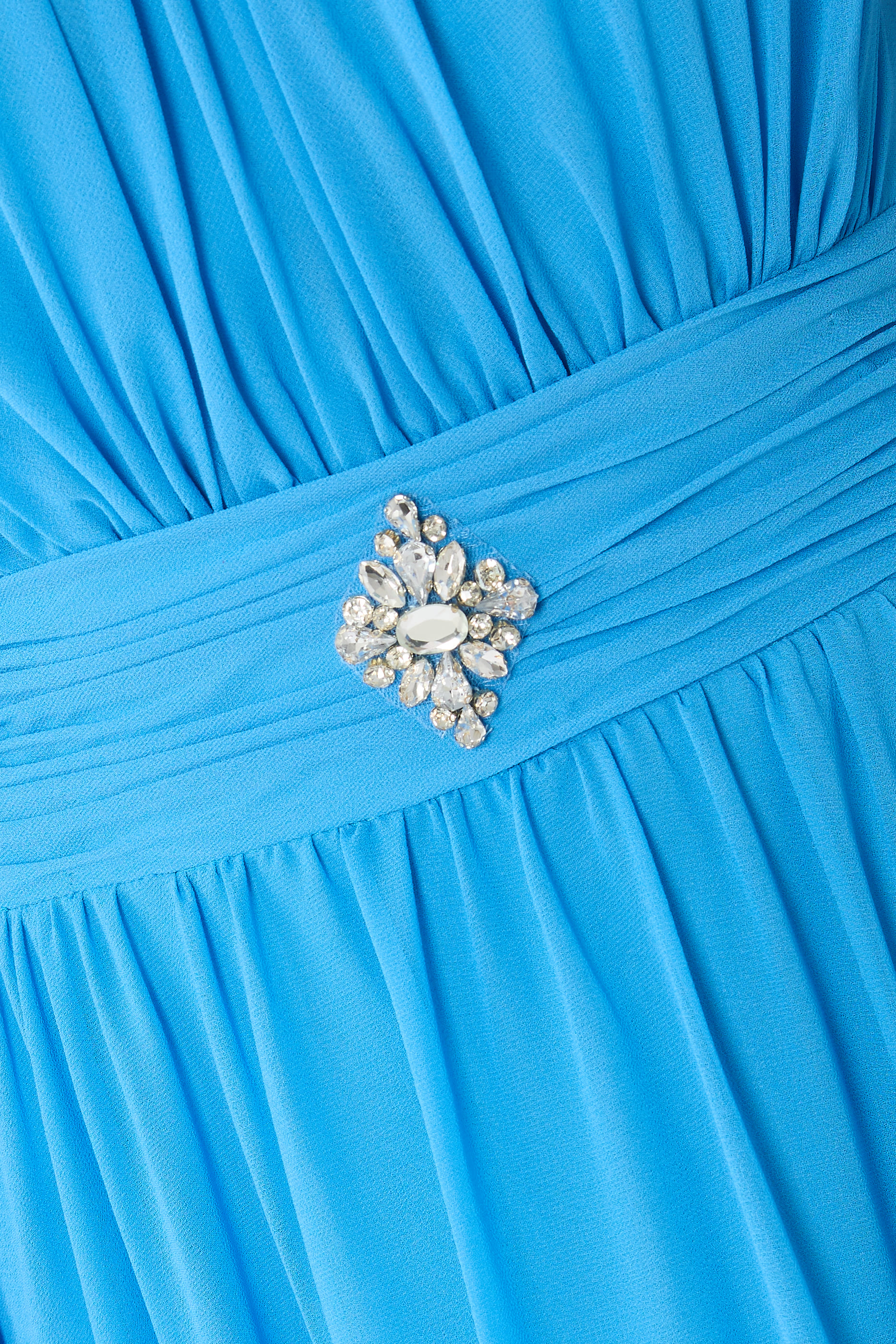 Mock Neck Halter Chiffon Cape Gown