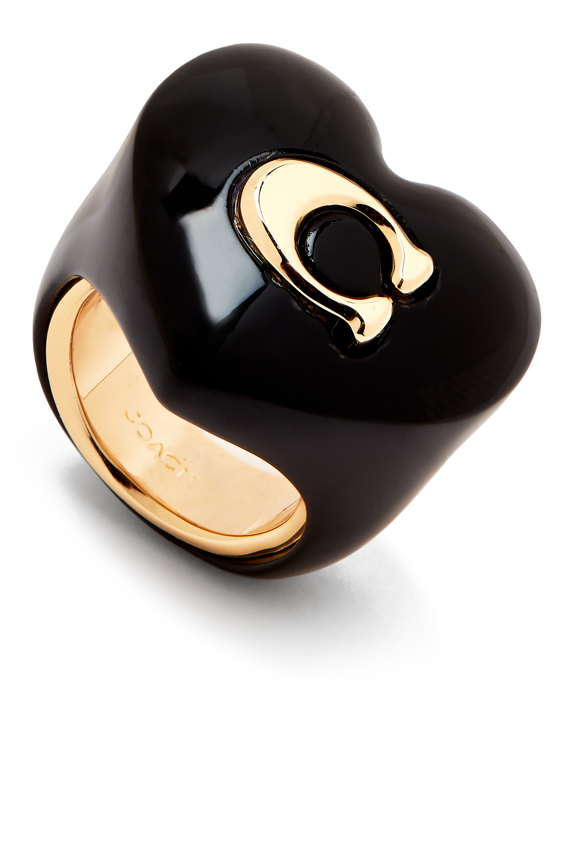 Vintage Charms Signature C Heart Cocktail Ring, Brass & Resin