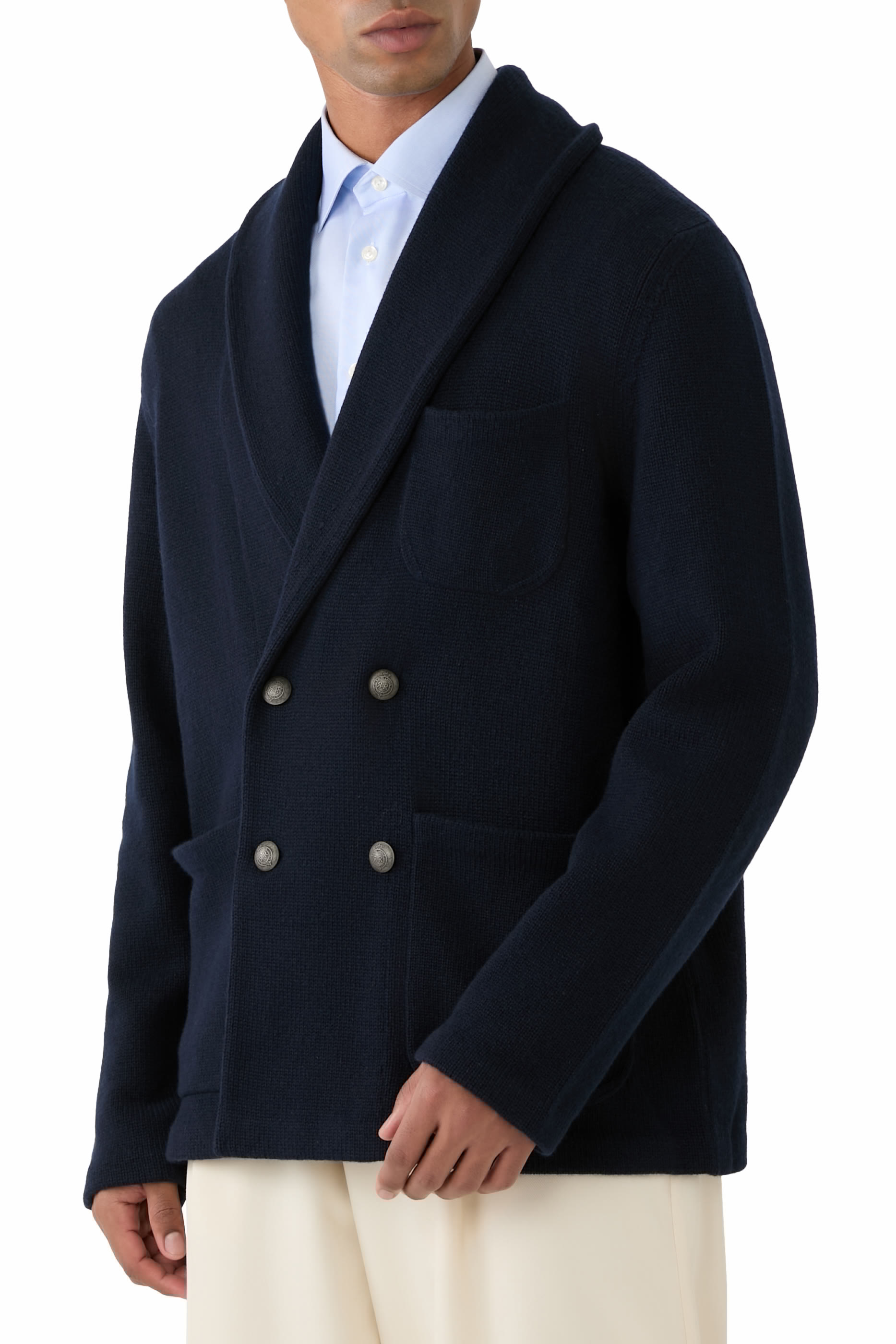  Textured Cashmere Blazer Cardigan