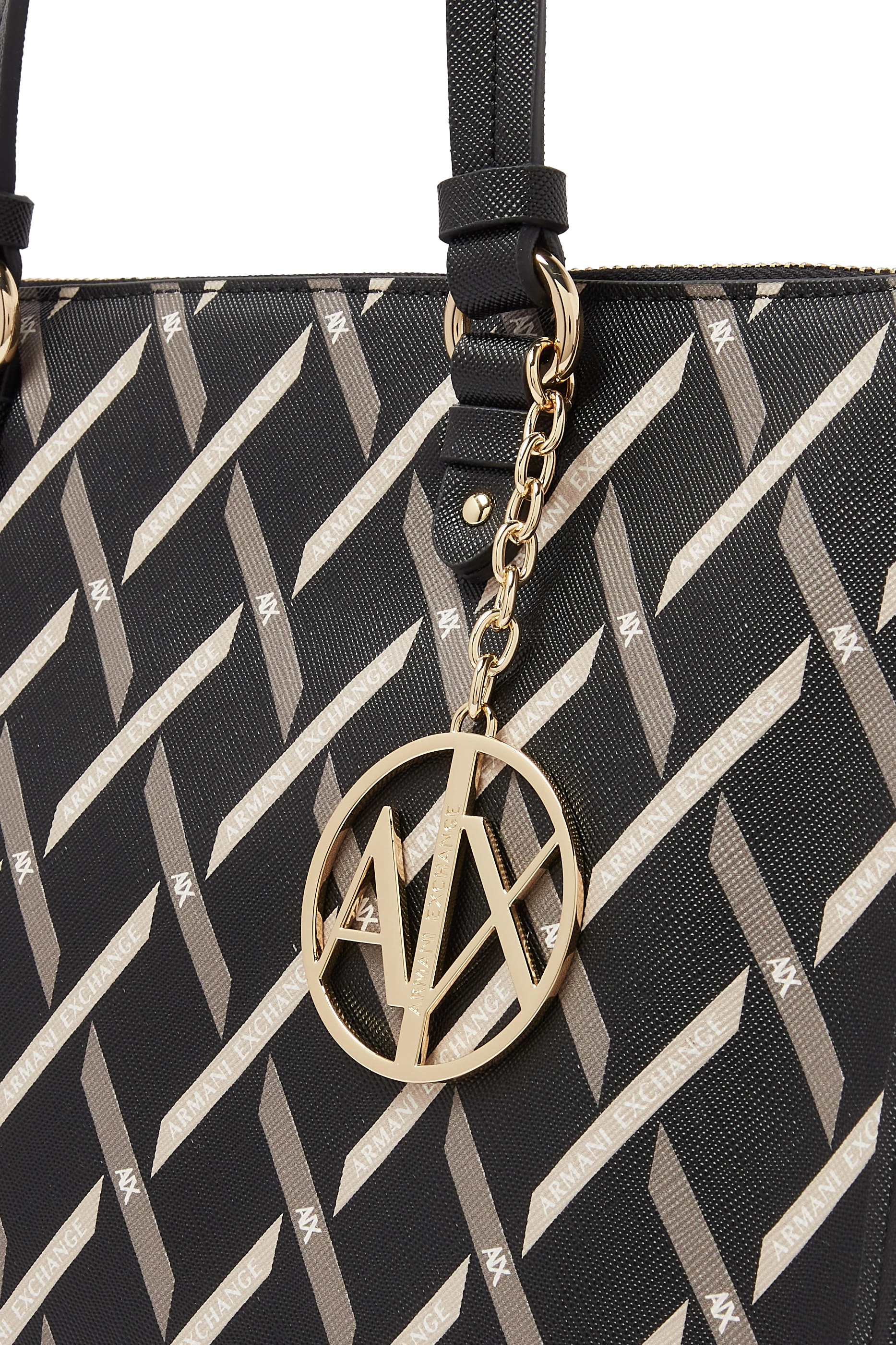 Gynger Patterned Lines Short Handle Tote Bag