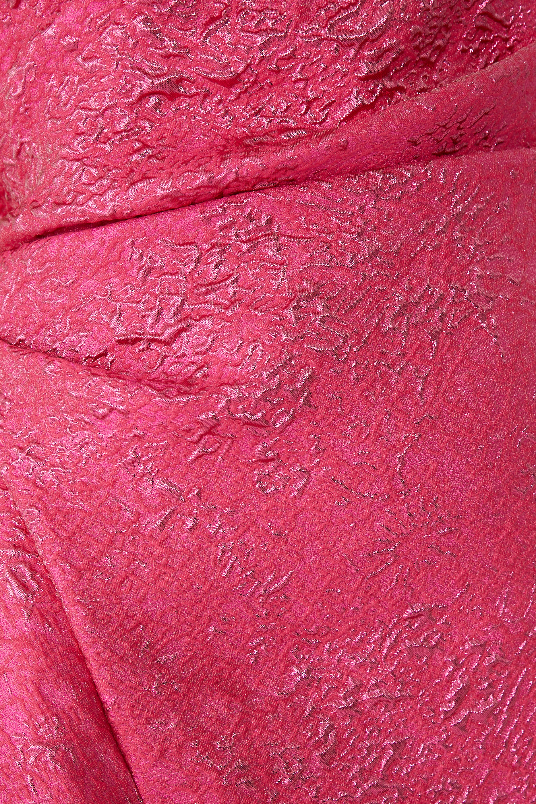 Jacquard Side Ruffle One Shoulder Gown