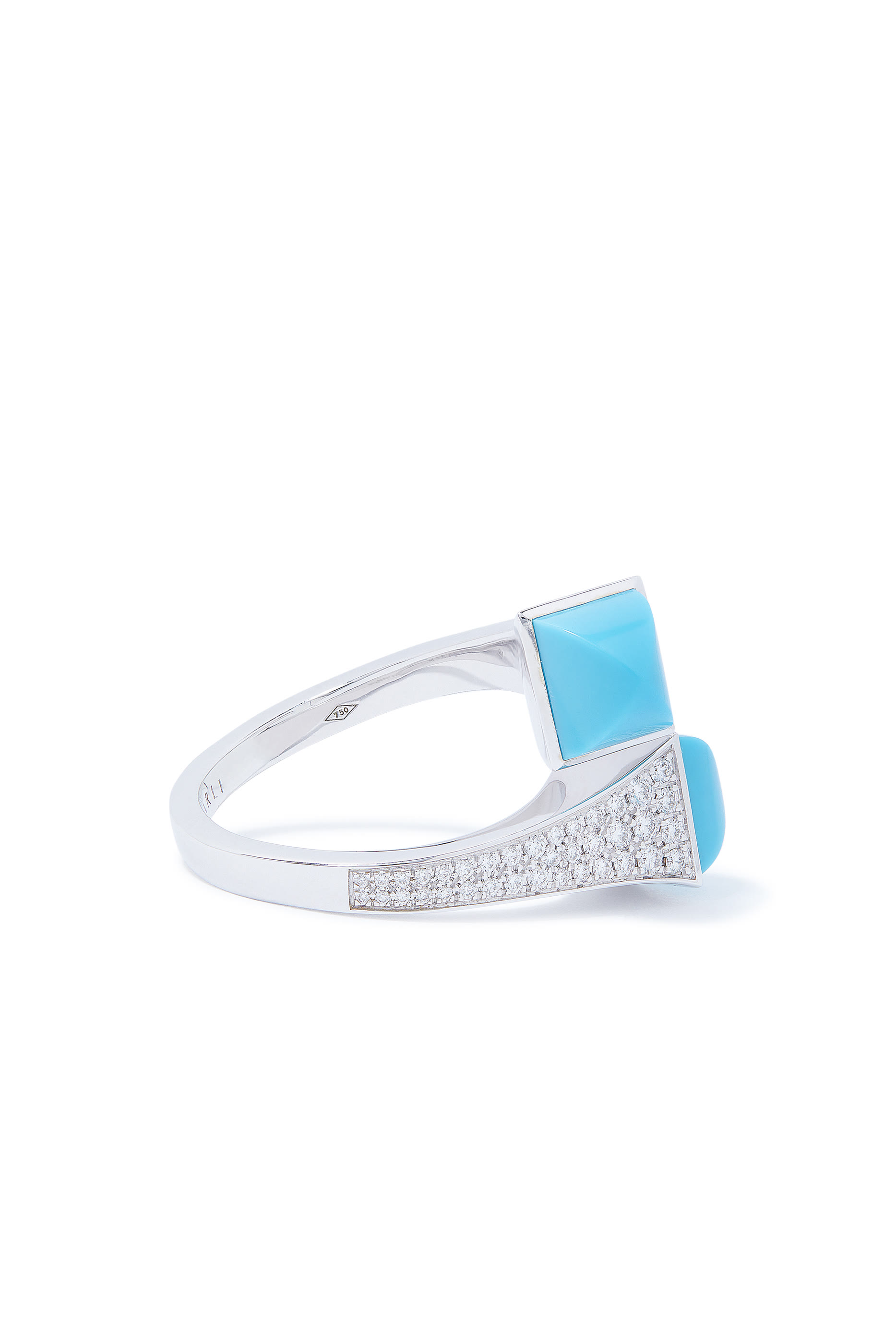 Cleo Ring, 18k White Gold with Turquoise & Diamonds