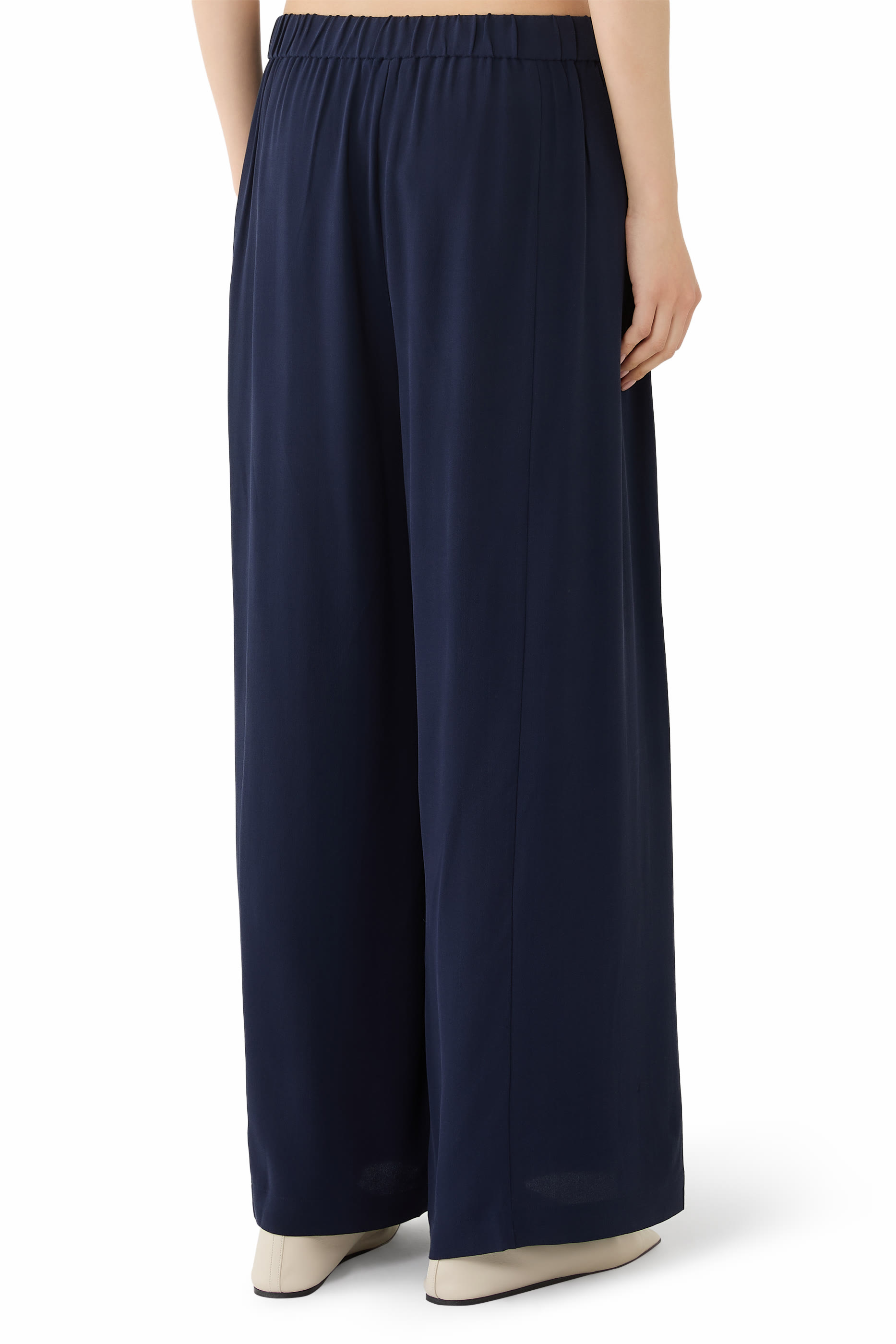Silk Georgette Crepe Wide-Leg Pants