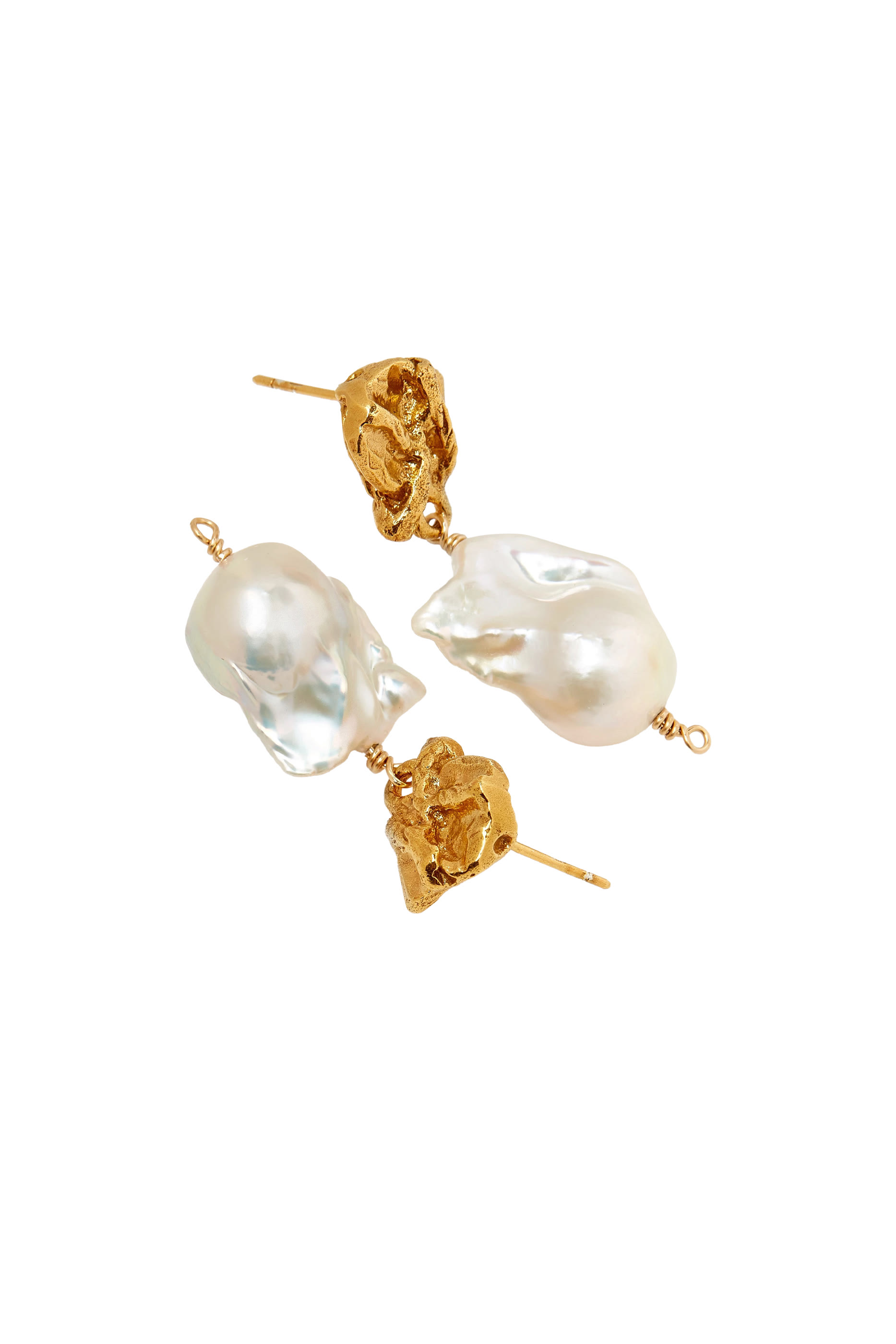  Fragment of Light Earrings,  24kt Gold Plated Bronze & Freshwater Baroque Pearls