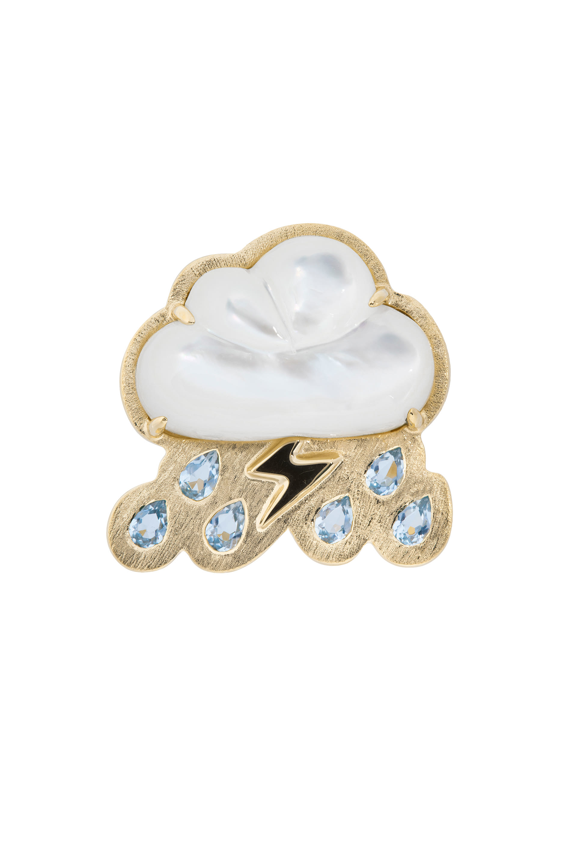 Cloud Brushed Ring, 18K Yellow Gold & Mother of Pearl