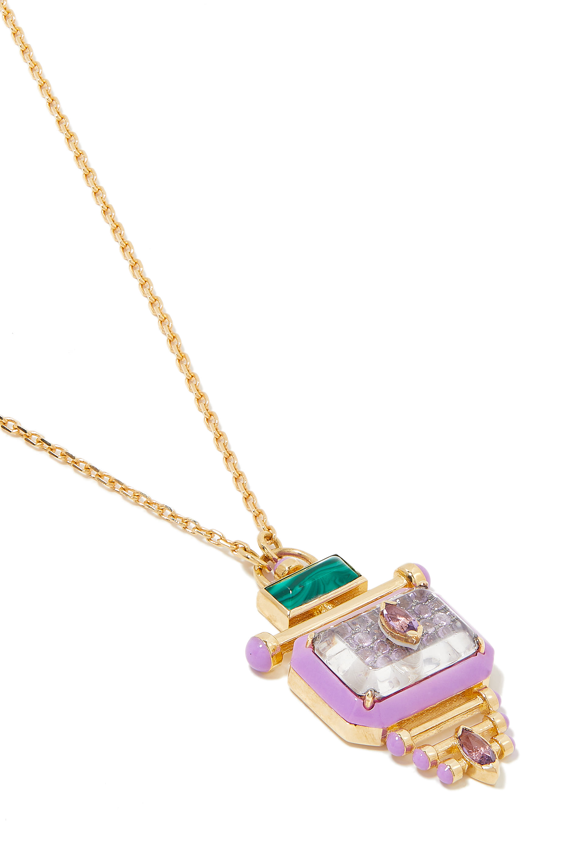 The Little Barbie Moment Pendant Necklace, 18k Yellow Gold & Amethyst